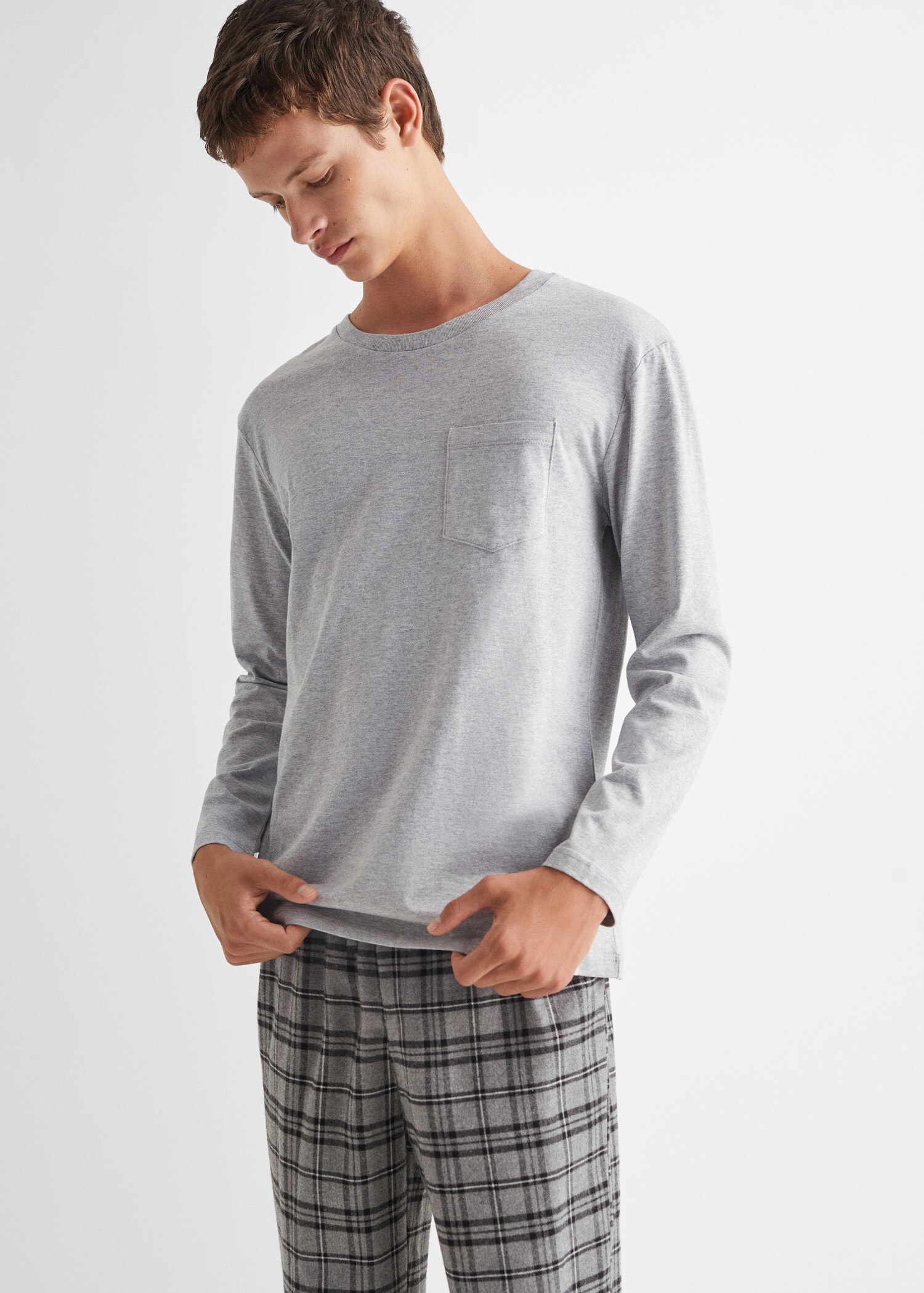 Two-pieces check long pyjamas - Medium plane
