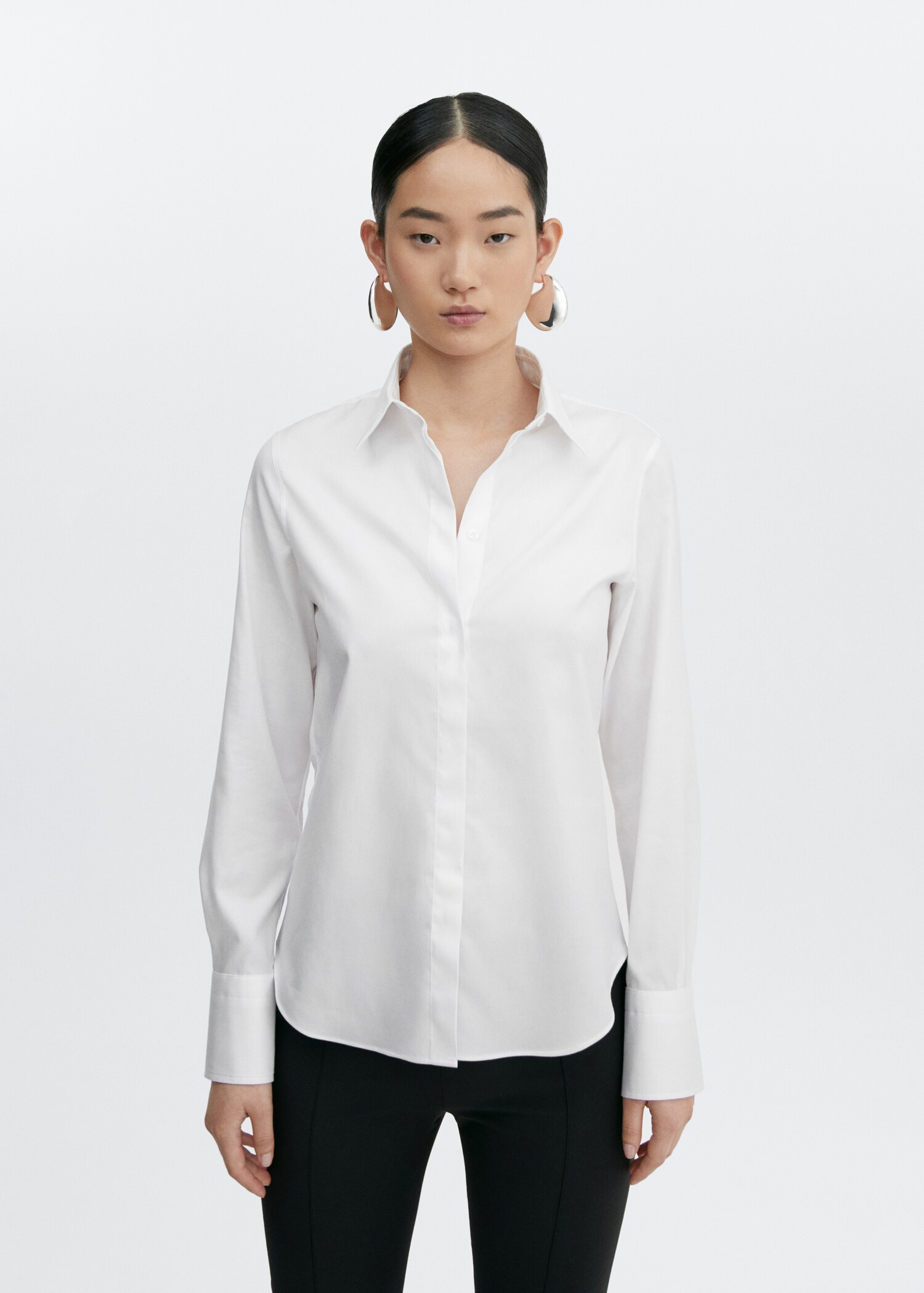 Slim-fit poplin shirt - Medium plane