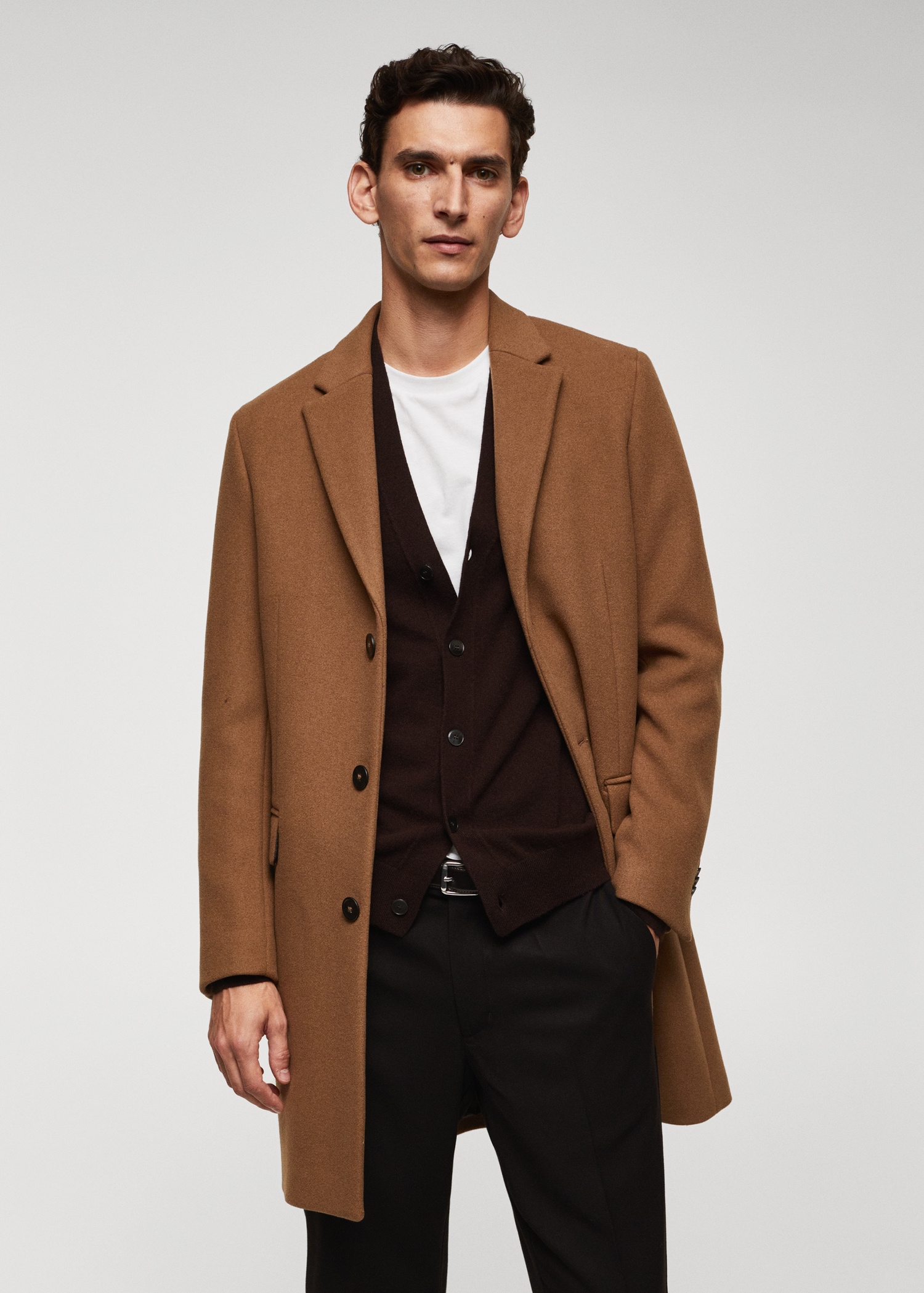 Manteau long laine recyclée Homme MANGO OUTLET France