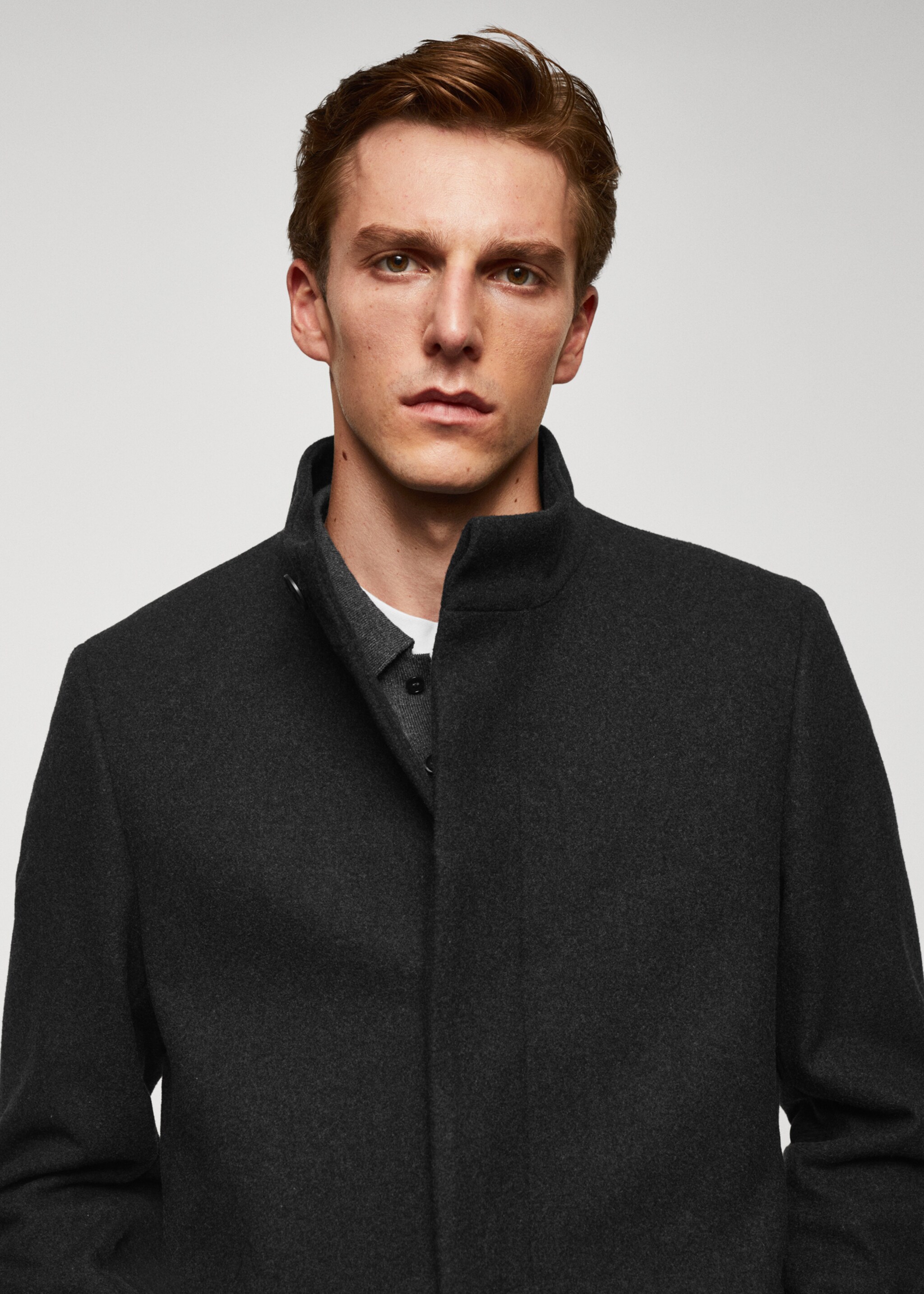 Wool funnel neck coat - Details of the article 1
