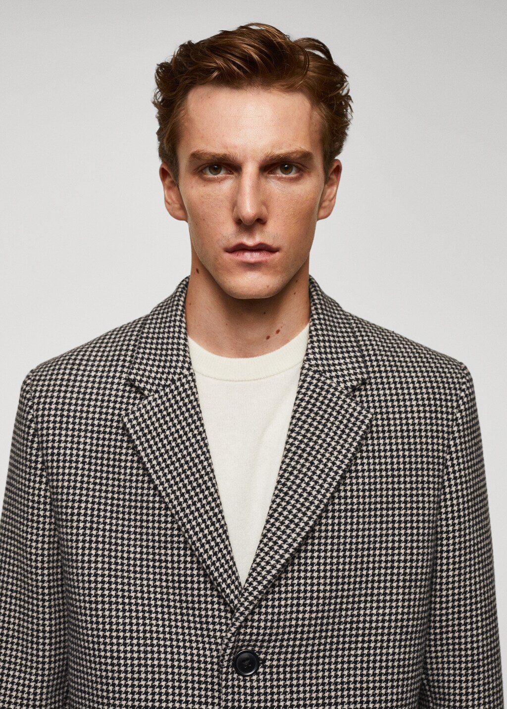 Houndstooth wool coat mens on sale