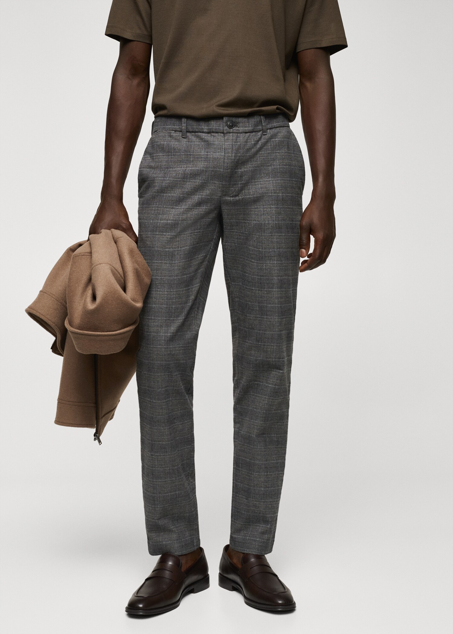 Slim-fit cotton check pants  - Medium plane