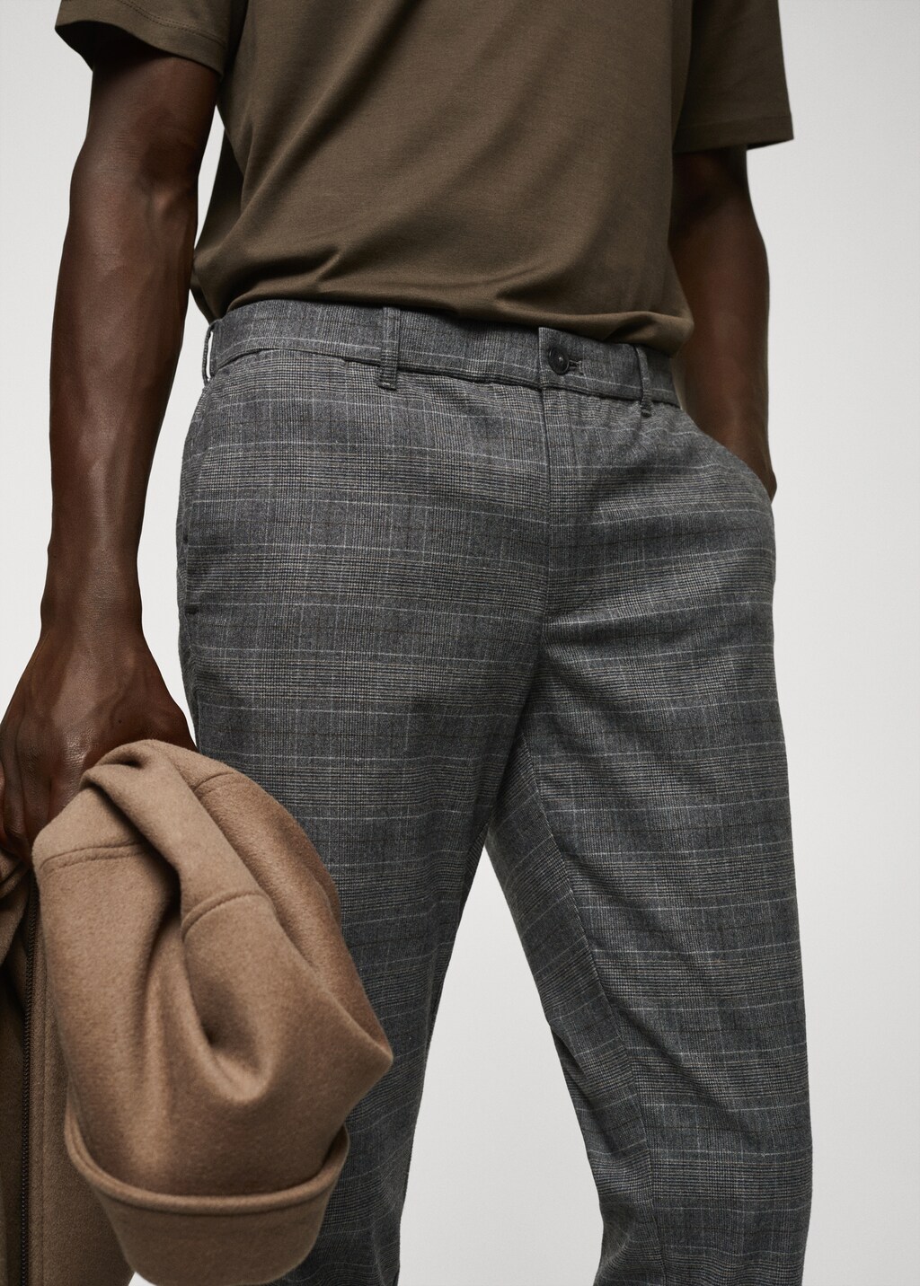 Slim-fit cotton check pants - Men | MANGO OUTLET USA