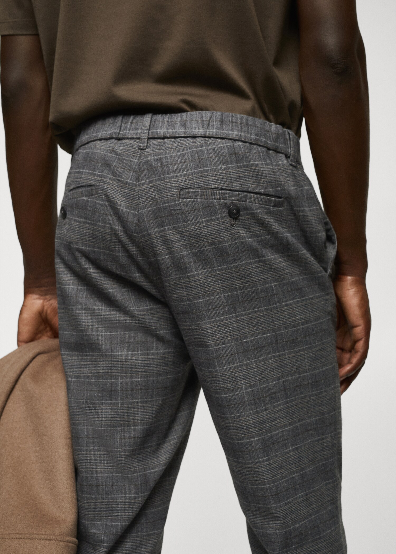 Slim-fit cotton check pants  - Details of the article 2