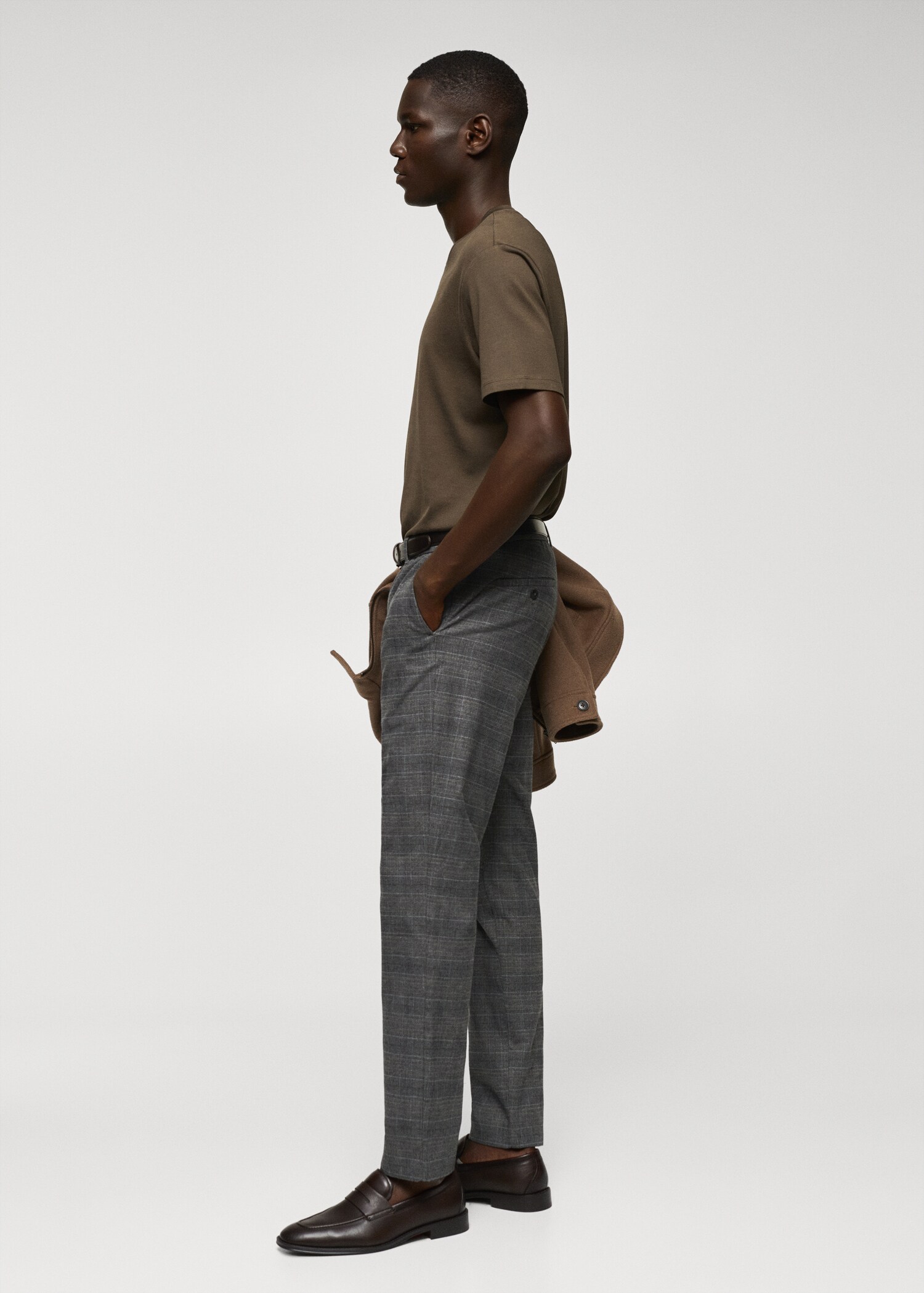 Slim-fit cotton check pants  - Details of the article 3