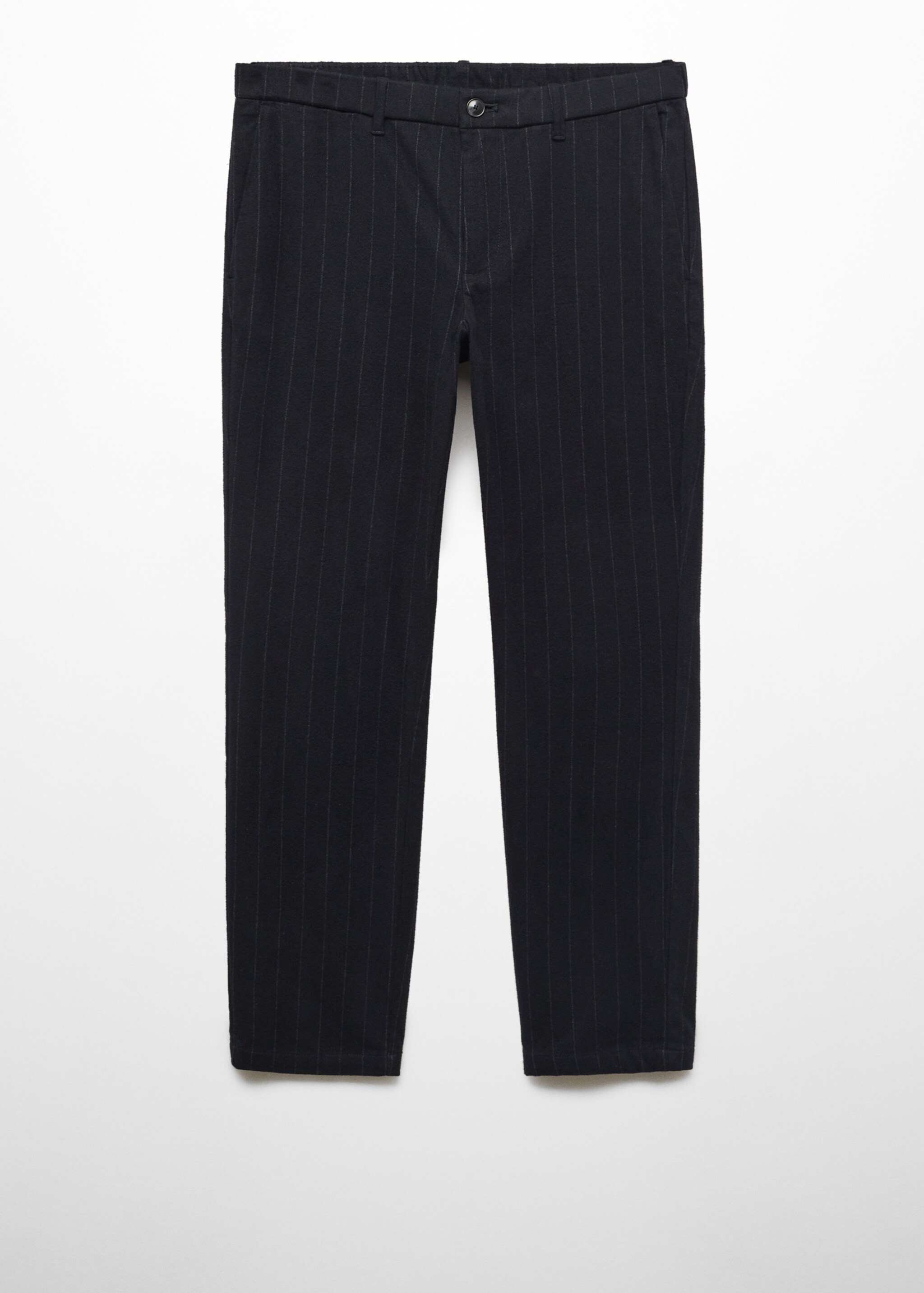 Pinstripe cotton slim-fit trousers - Article without model, Night Blue. Ref: 57025955-00.