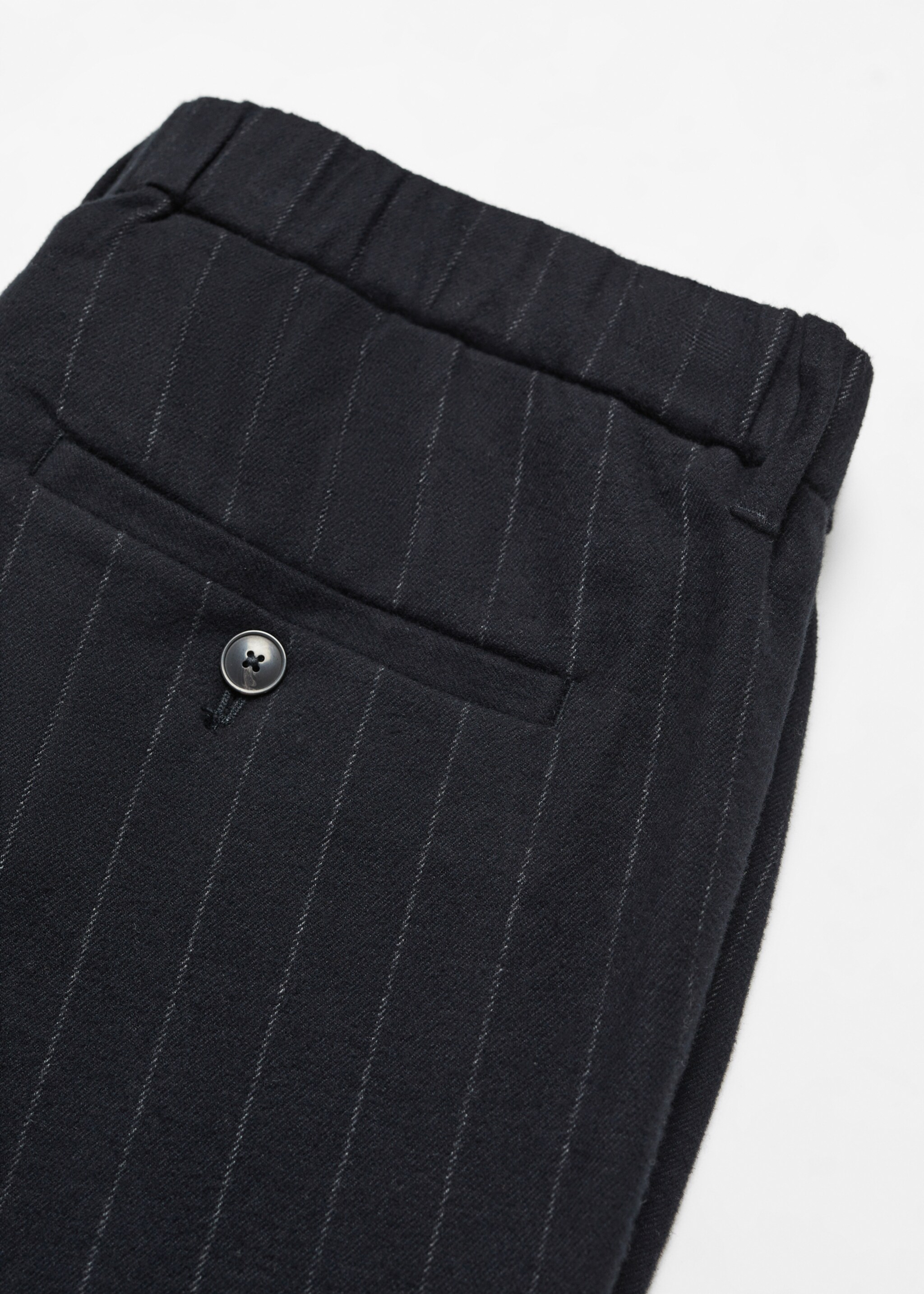 Pinstripe cotton slim-fit trousers - Details of the article 8, Night Blue. Ref: 57025955-00.