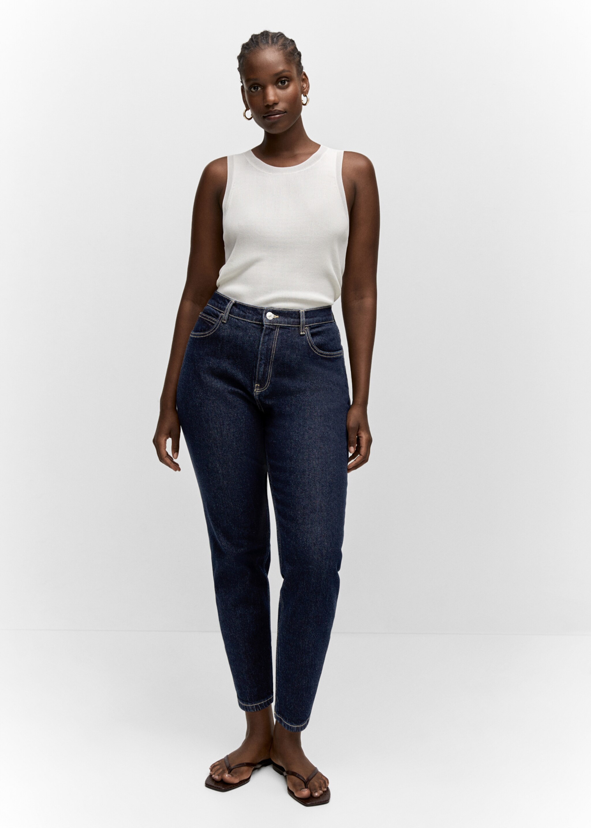 Newmom comfort high-rise jeans - Details of the article 3, Open Blue. Ref: 57025960-00.