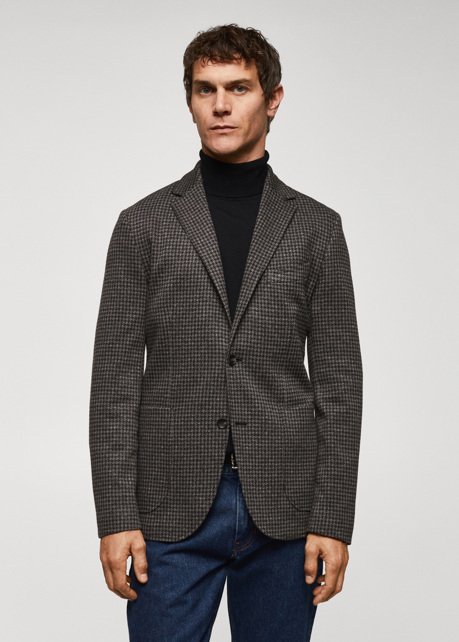 Slim-fit micro-houndstooth jacket Men MANGO OUTLET United Kingdom