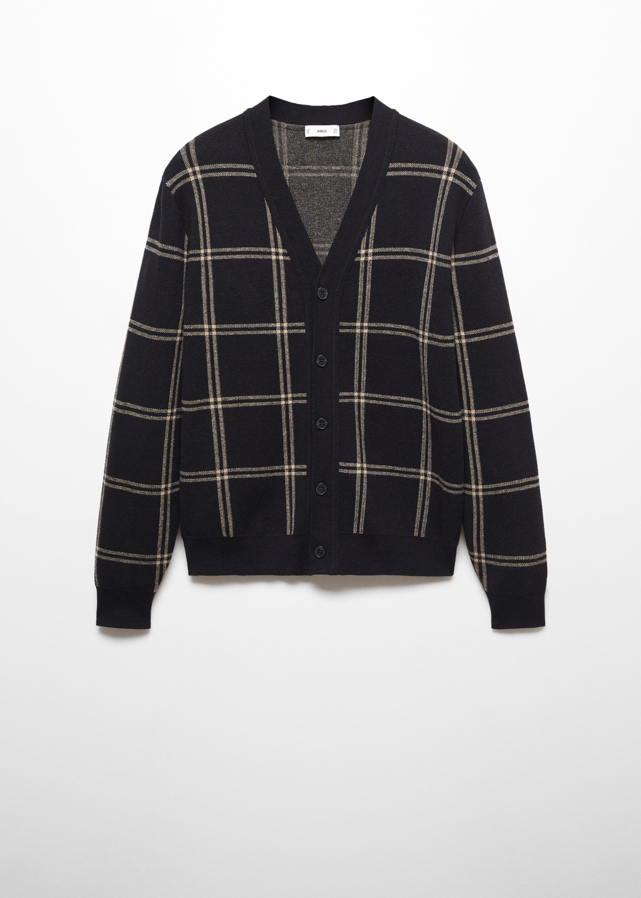 Fine-knit windowpane cardigan - Article without model