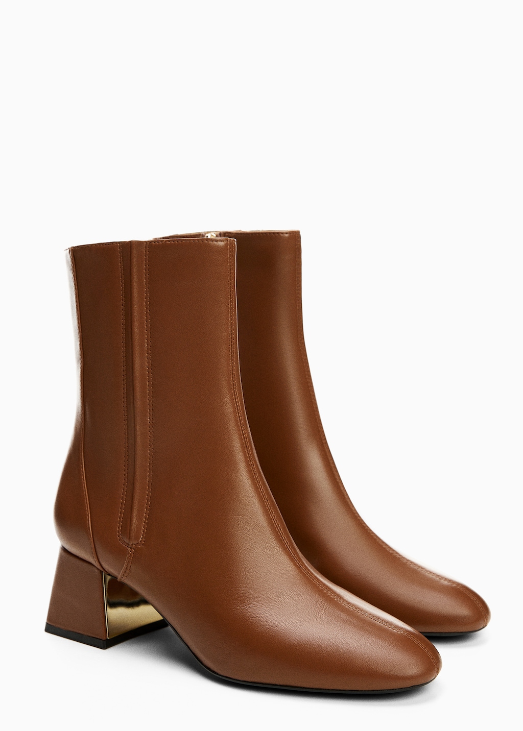 Metallic heel leather ankle boots Women MANGO OUTLET USA