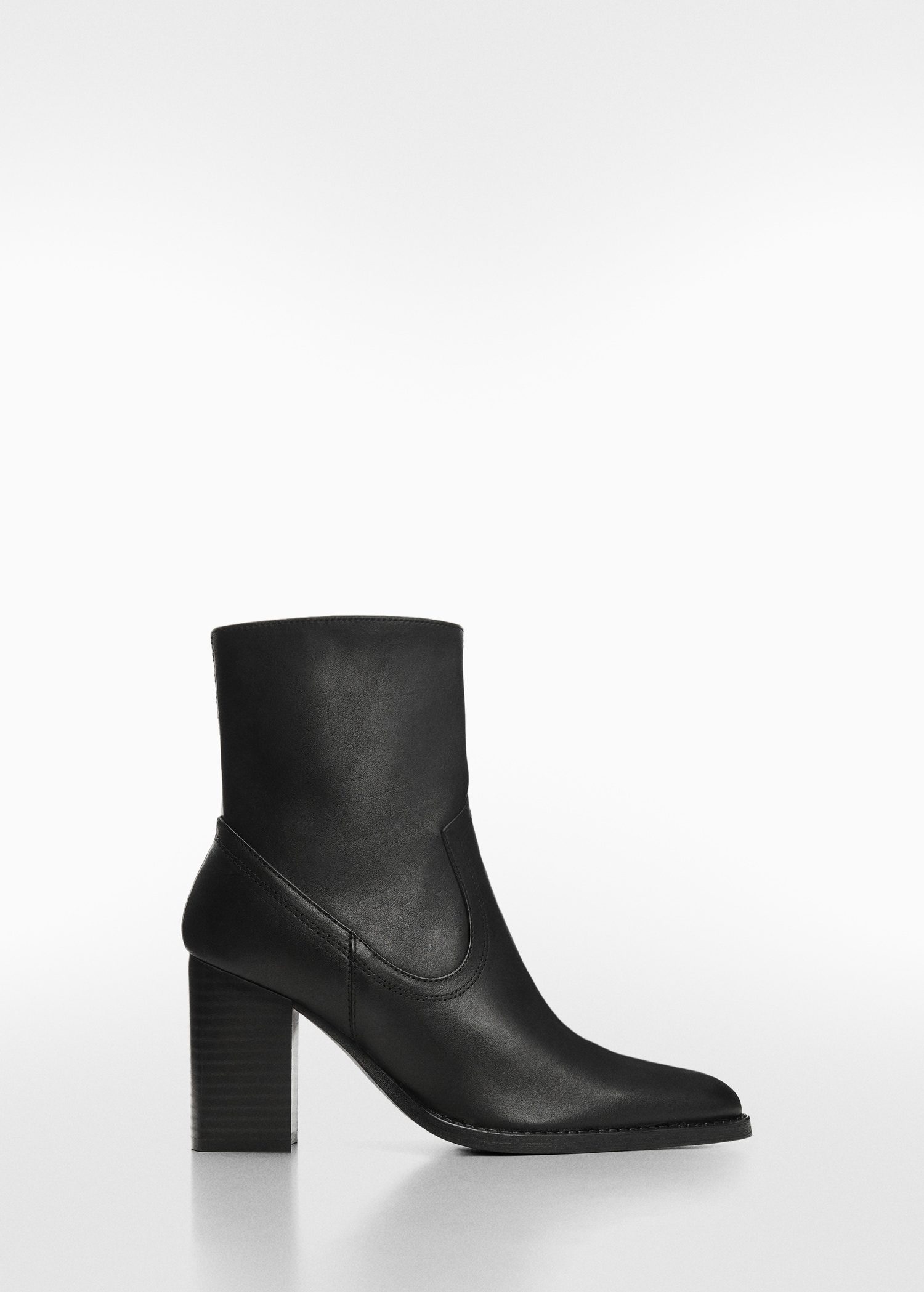 Leather ankle boots with block heel Women MANGO OUTLET Estonia