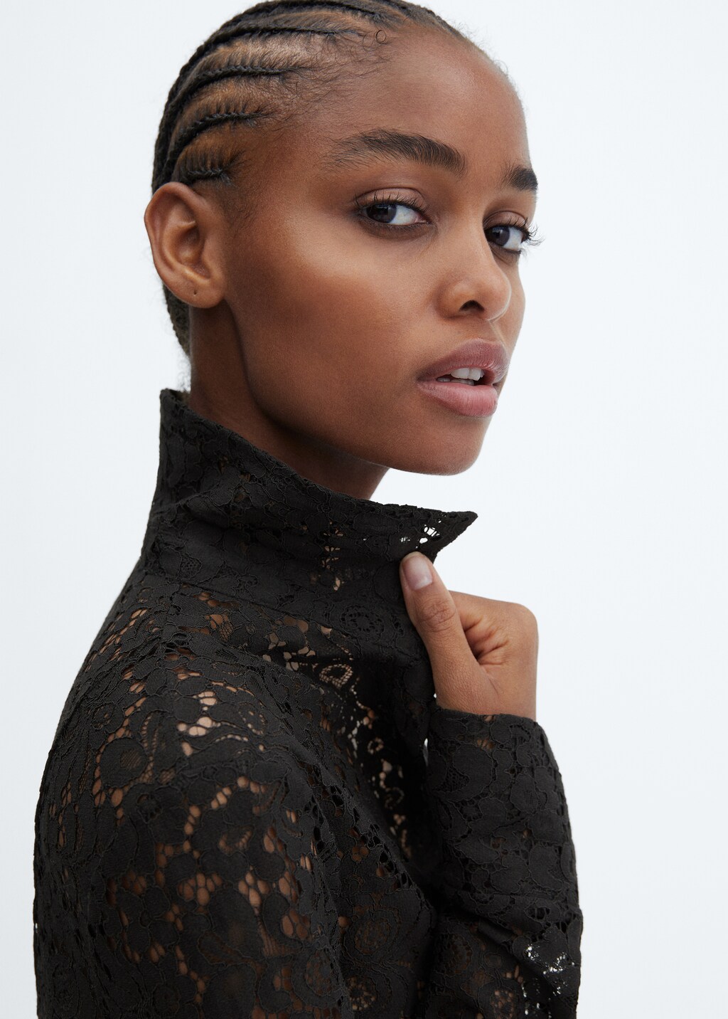 売れ筋商品|||サンクチュアリー カットソー トップス レディース Women's Mesh-Lace Button-Front Shirt Black Lace shirt with buttons - Women | MANGO OUTLET USA