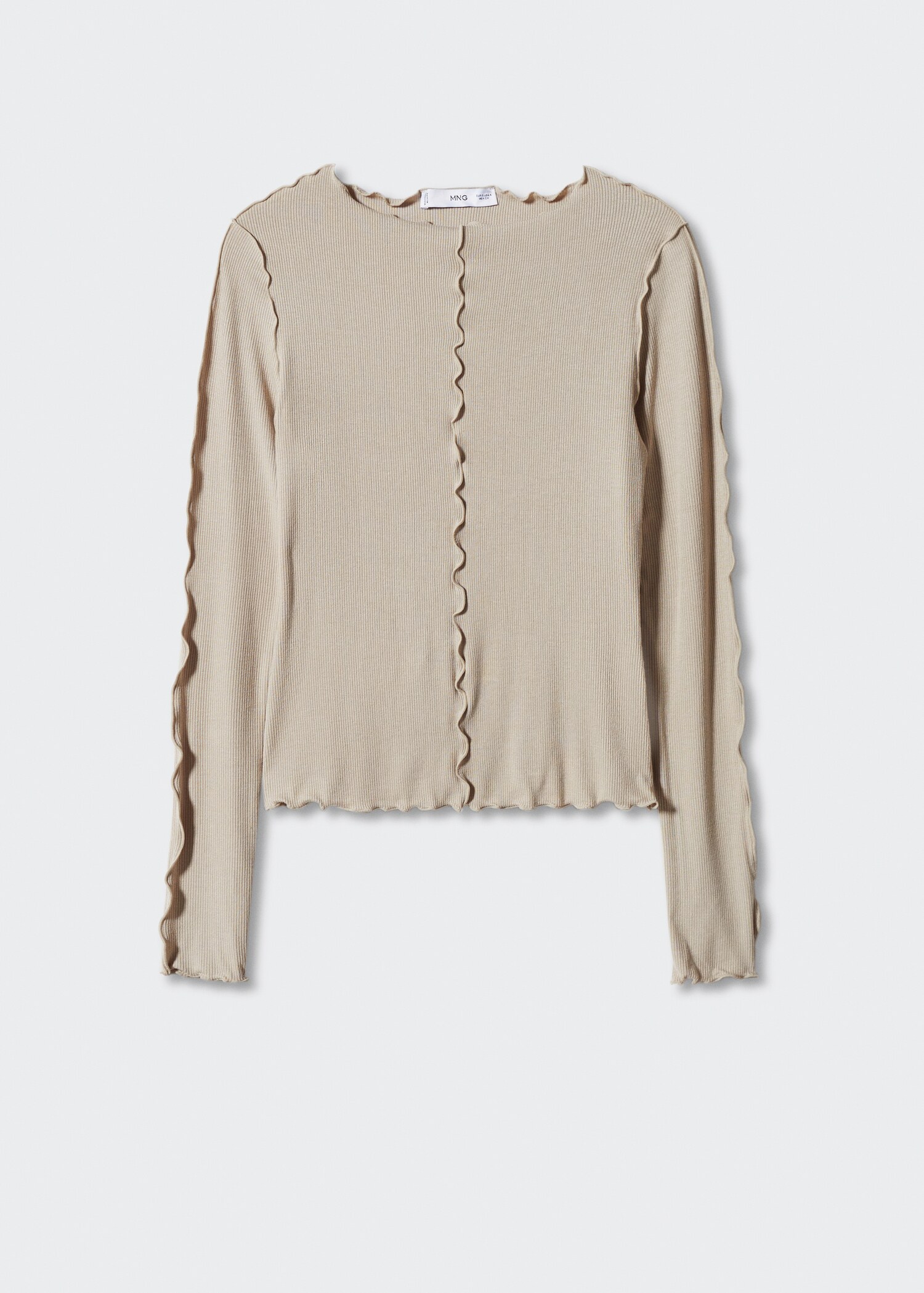 Ribbed T-shirt with decorative seams - Article without model