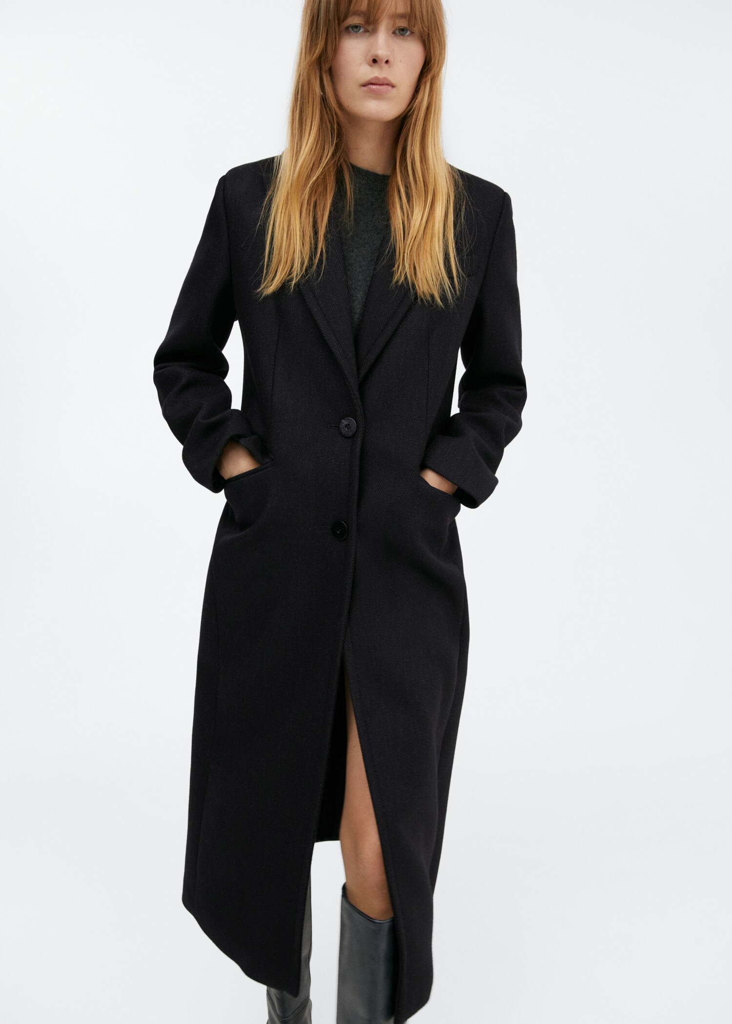 Manteau laine relief revers - Plan moyen