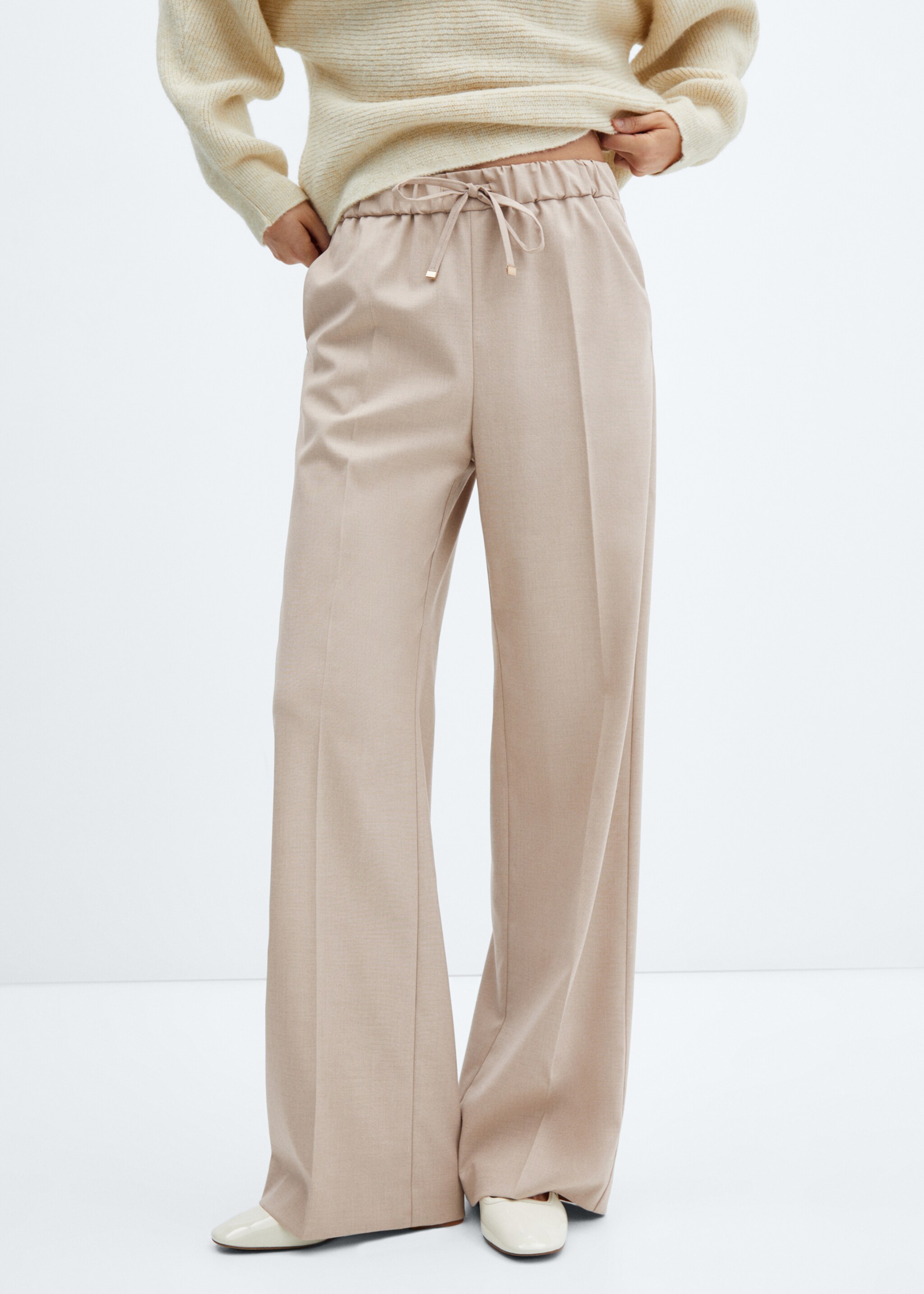 Wideleg trousers with elastic waist - Medium plane