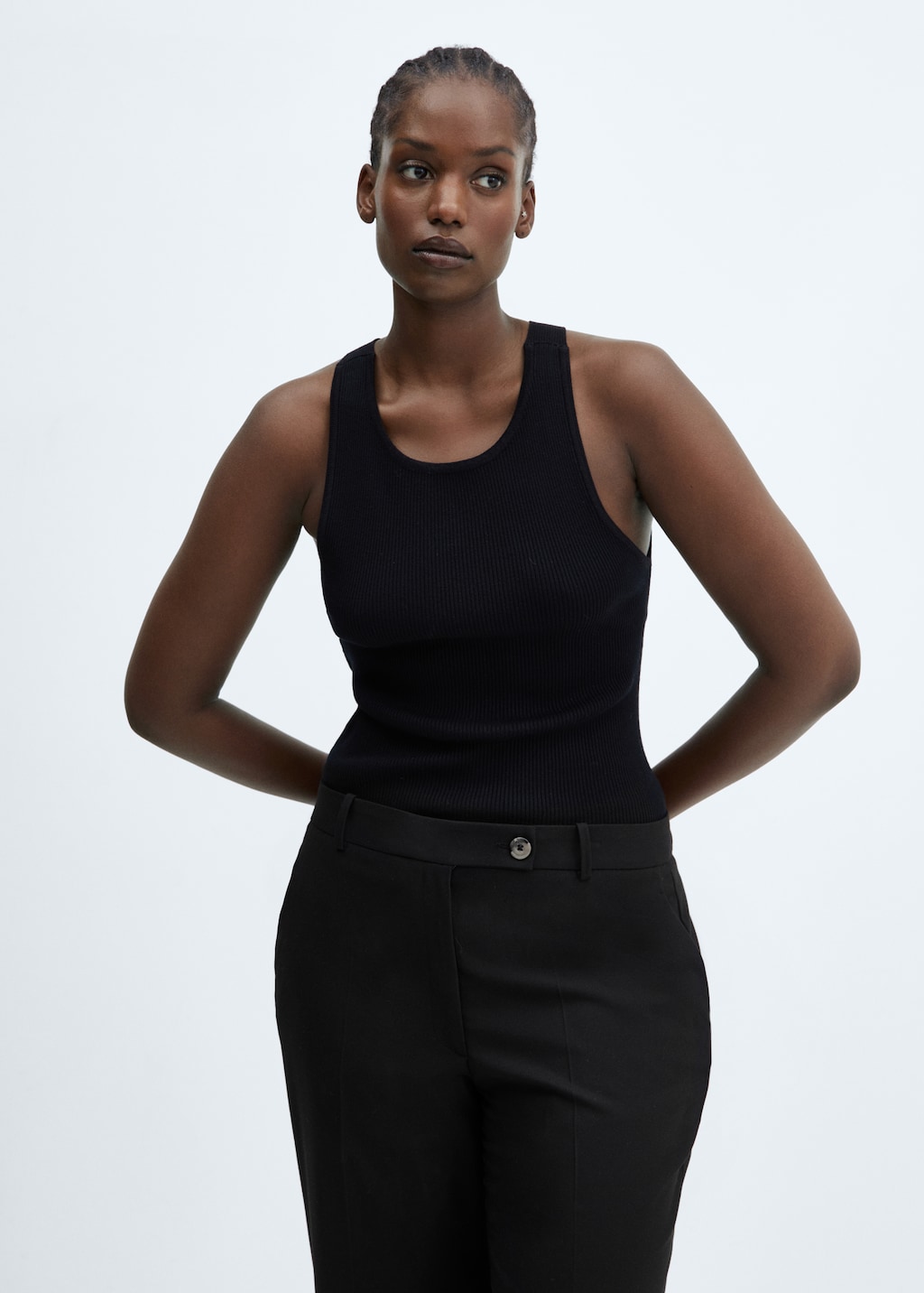 Straight trousers with side button - Women | MANGO OUTLET USA Straight trousers with side button - Women | MANGO OUTLET USA