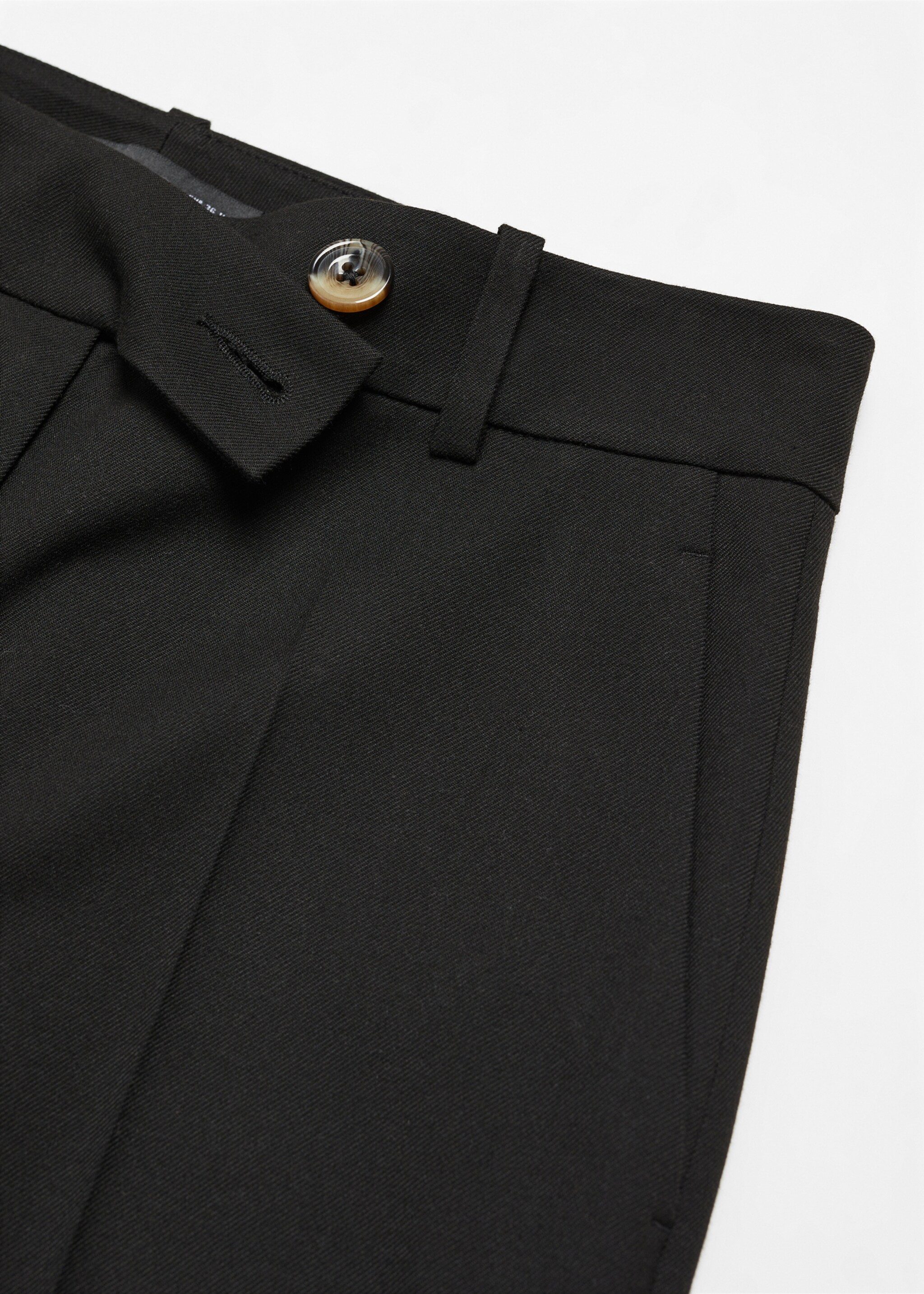 Straight trousers with side button - Details of the article 8, Black. Ref: 57026727-00.