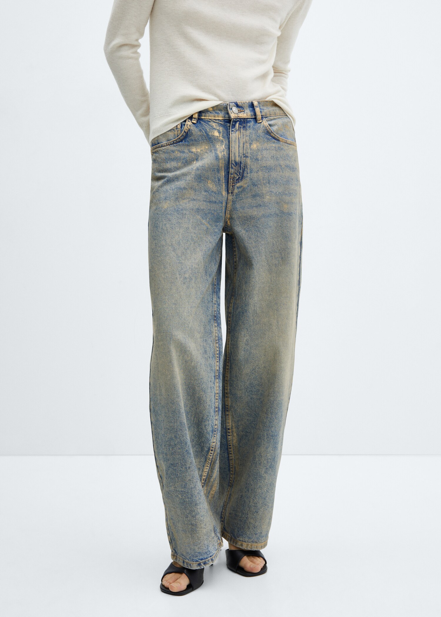 Wideleg foil jeans - Medium plane
