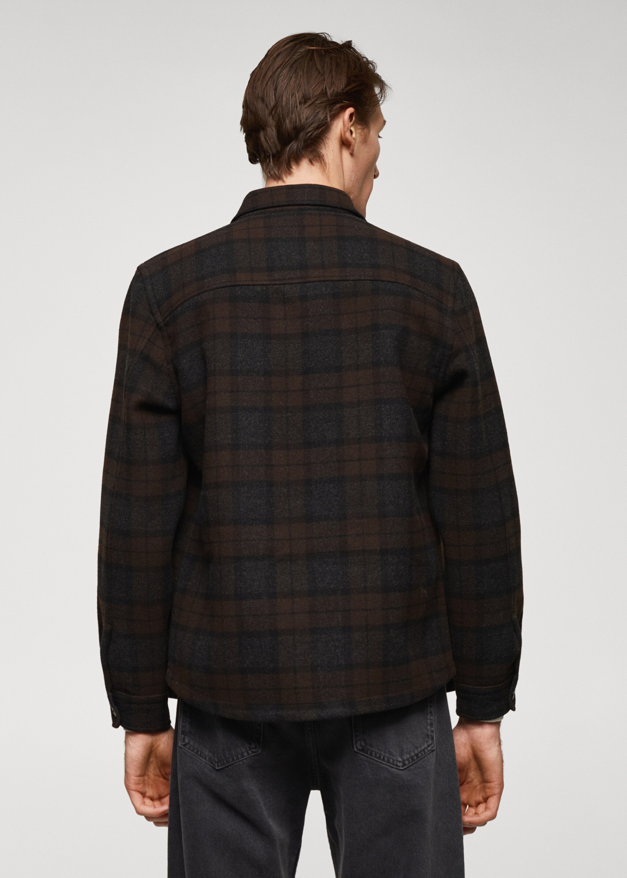 Check wool overshirt - Reverse of the article, Brown. Ref: 57027712-00.