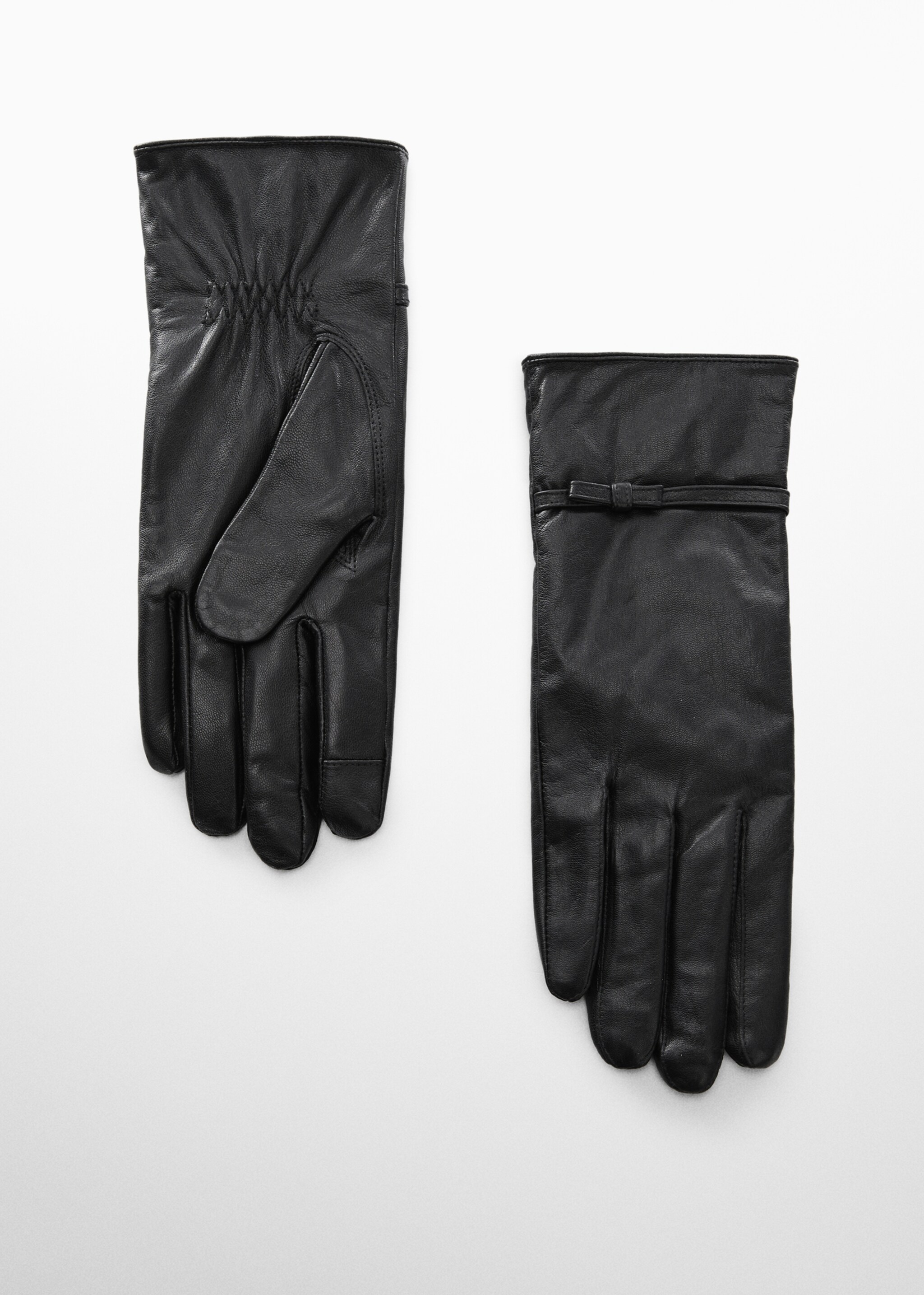 Bow leather gloves - Article without model, Black. Ref: 57027746-00.