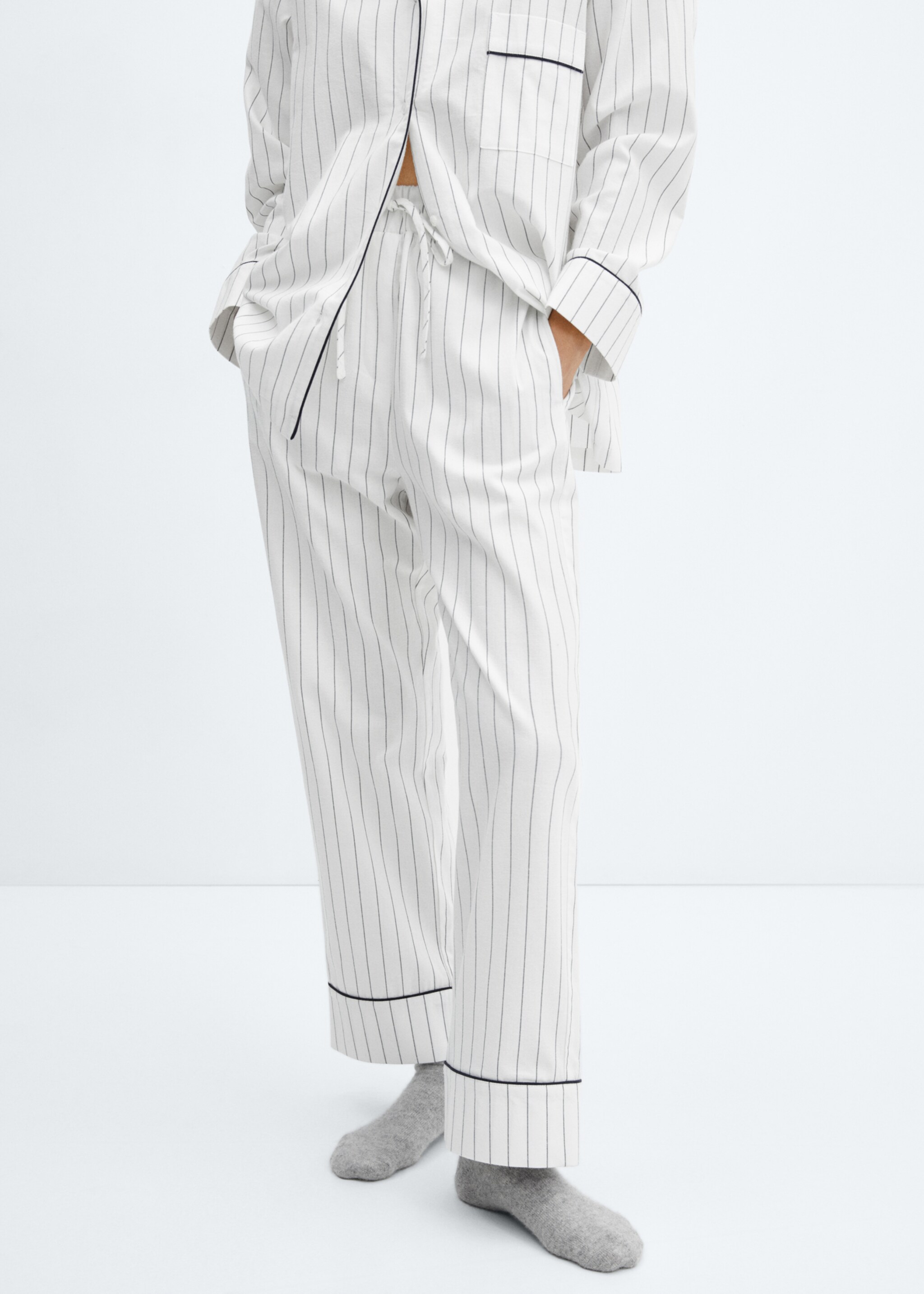 Striped pajama trousers - Medium plane, Off White. Ref: 57027748-00.