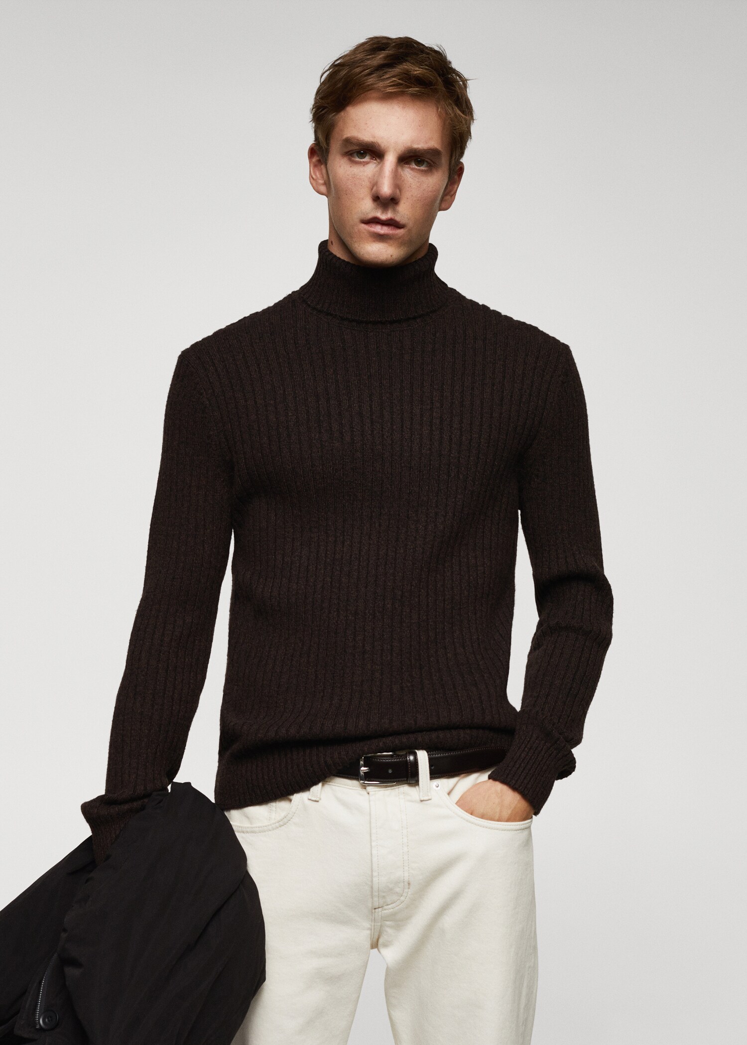 Wool sweater with ribbed turtleneck - Medium plane