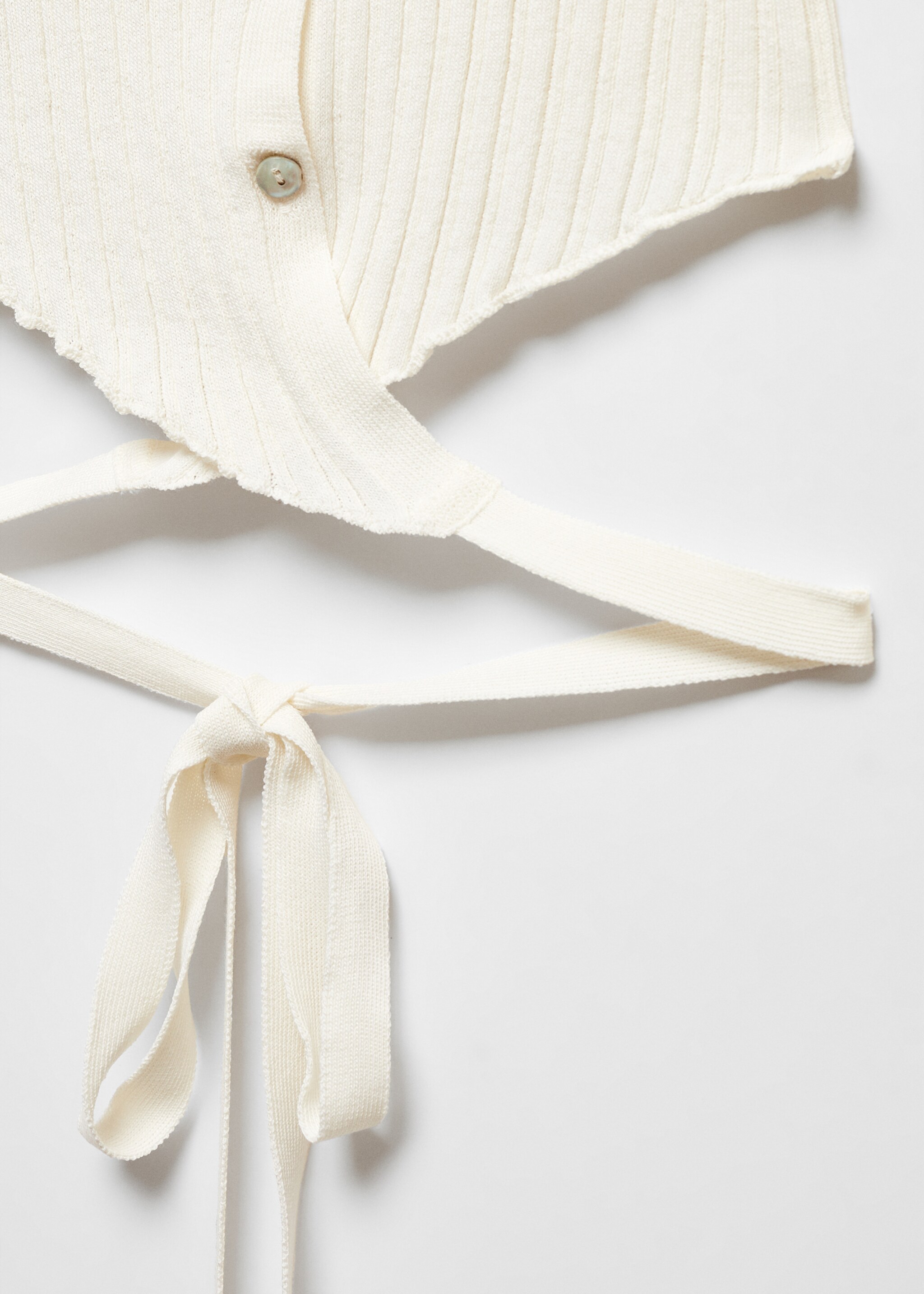 Wrap bow cardigan - Details of the article 8, Ecru. Ref: 57027755-00.