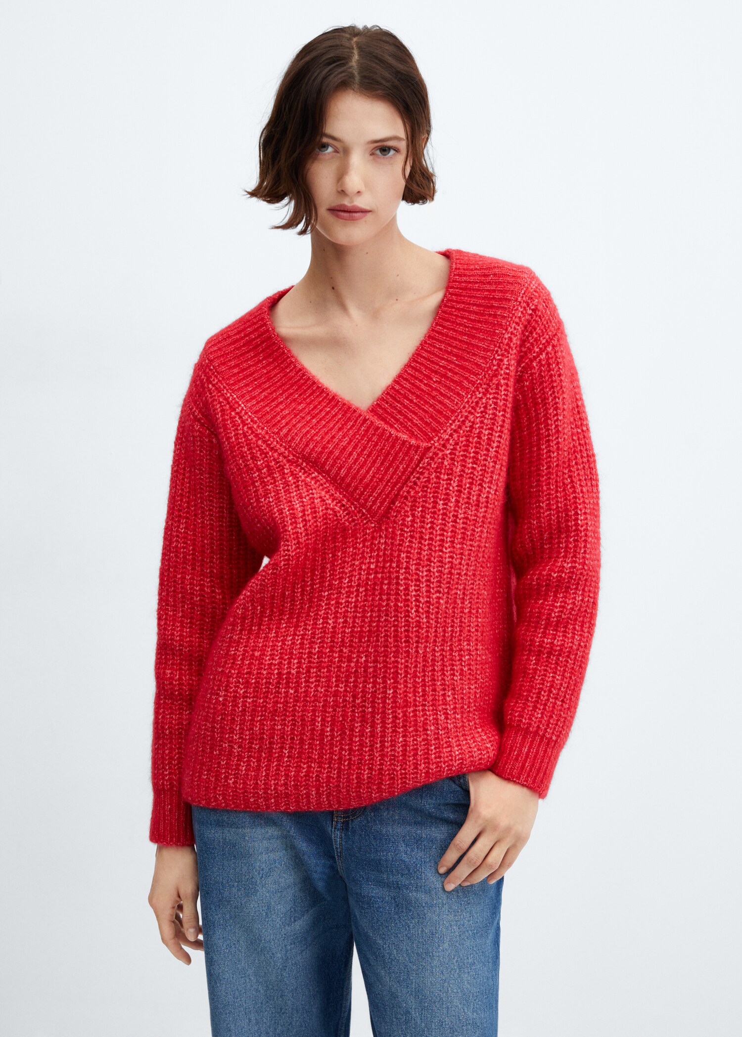 Chunky-knit V-neck sweater - Medium plane