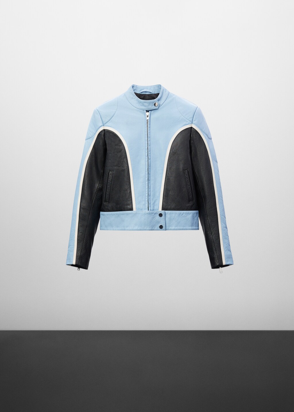 Contrast leather biker jacket