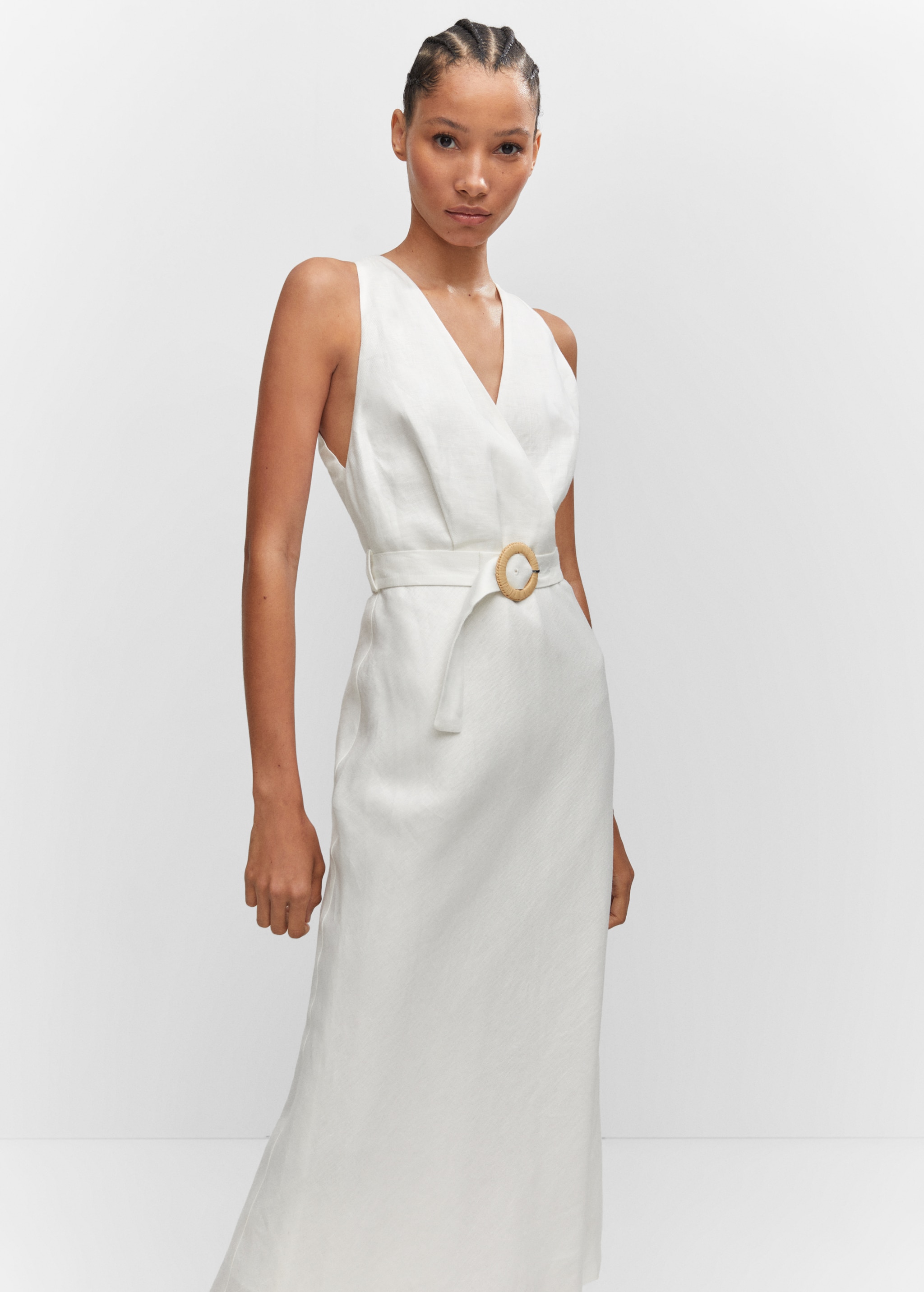 Belt linen dress Women MANGO OUTLET USA