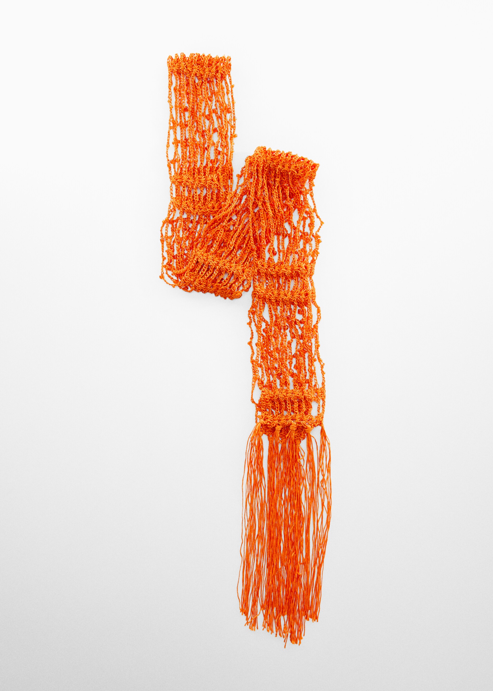 Fine scarf with crystal beads - Article without model, Orange. Ref: 57030034-00.