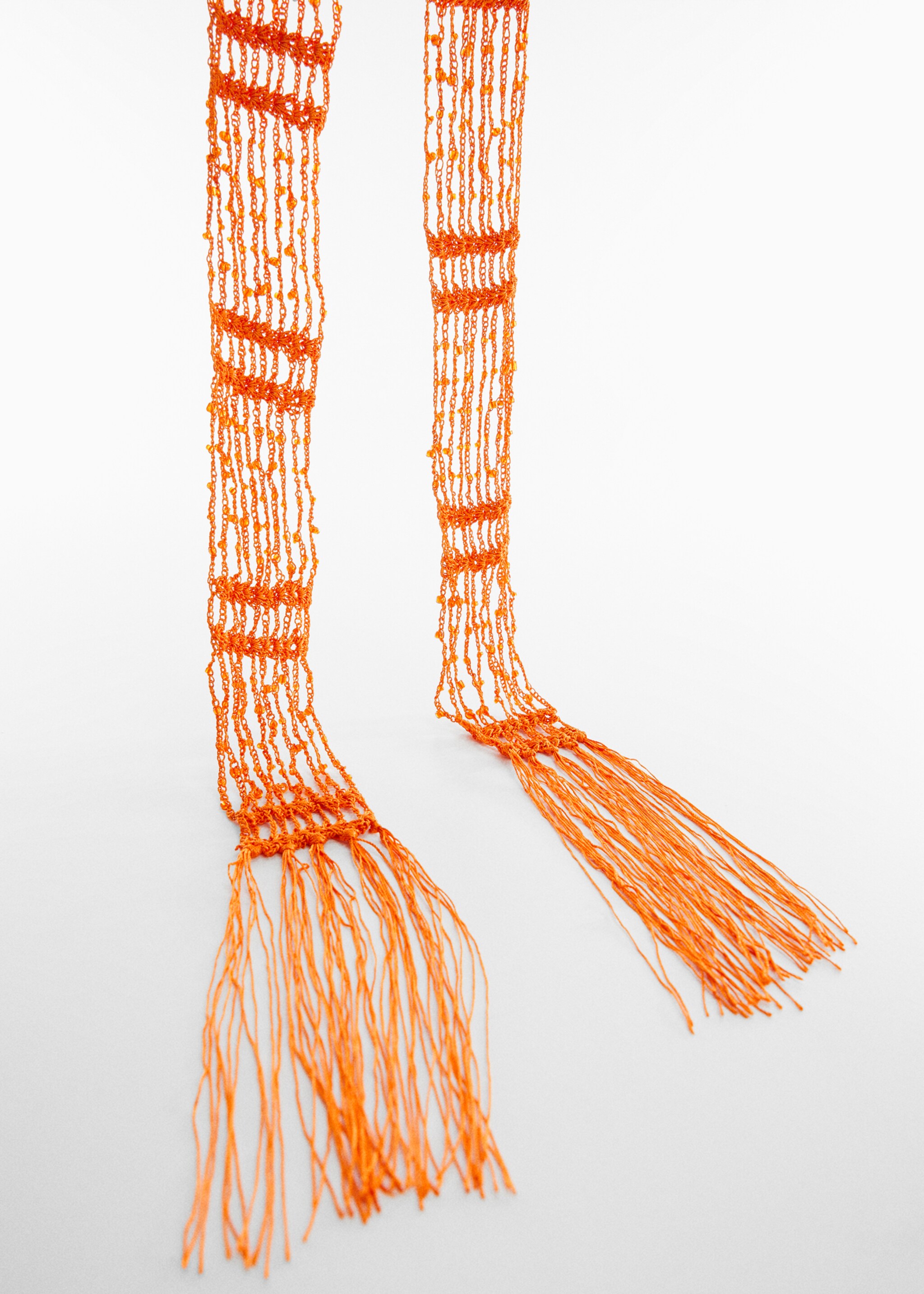 Fine scarf with crystal beads - Details of the article 1, Orange. Ref: 57030034-00.