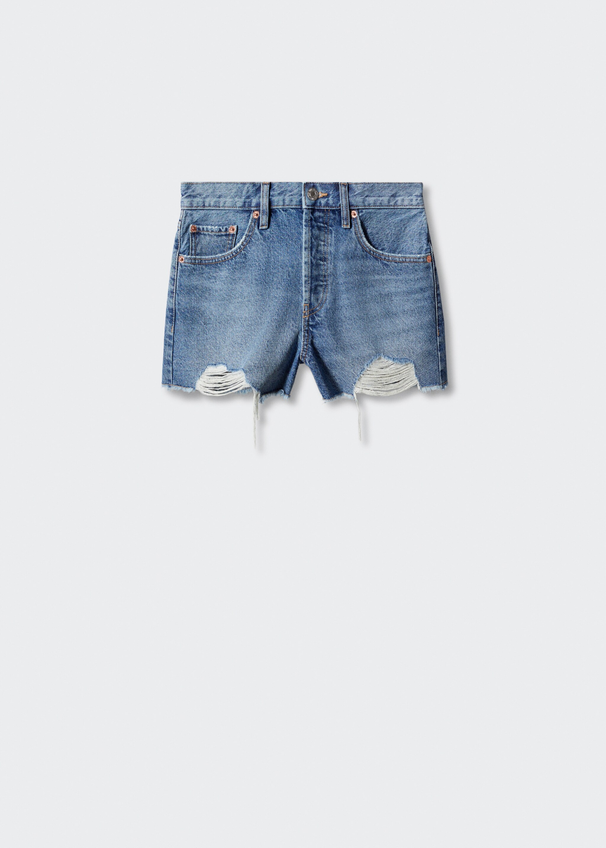 Short jean déchiré - Article sans modèle, Bleu moyen. Ref: 57030038-00.