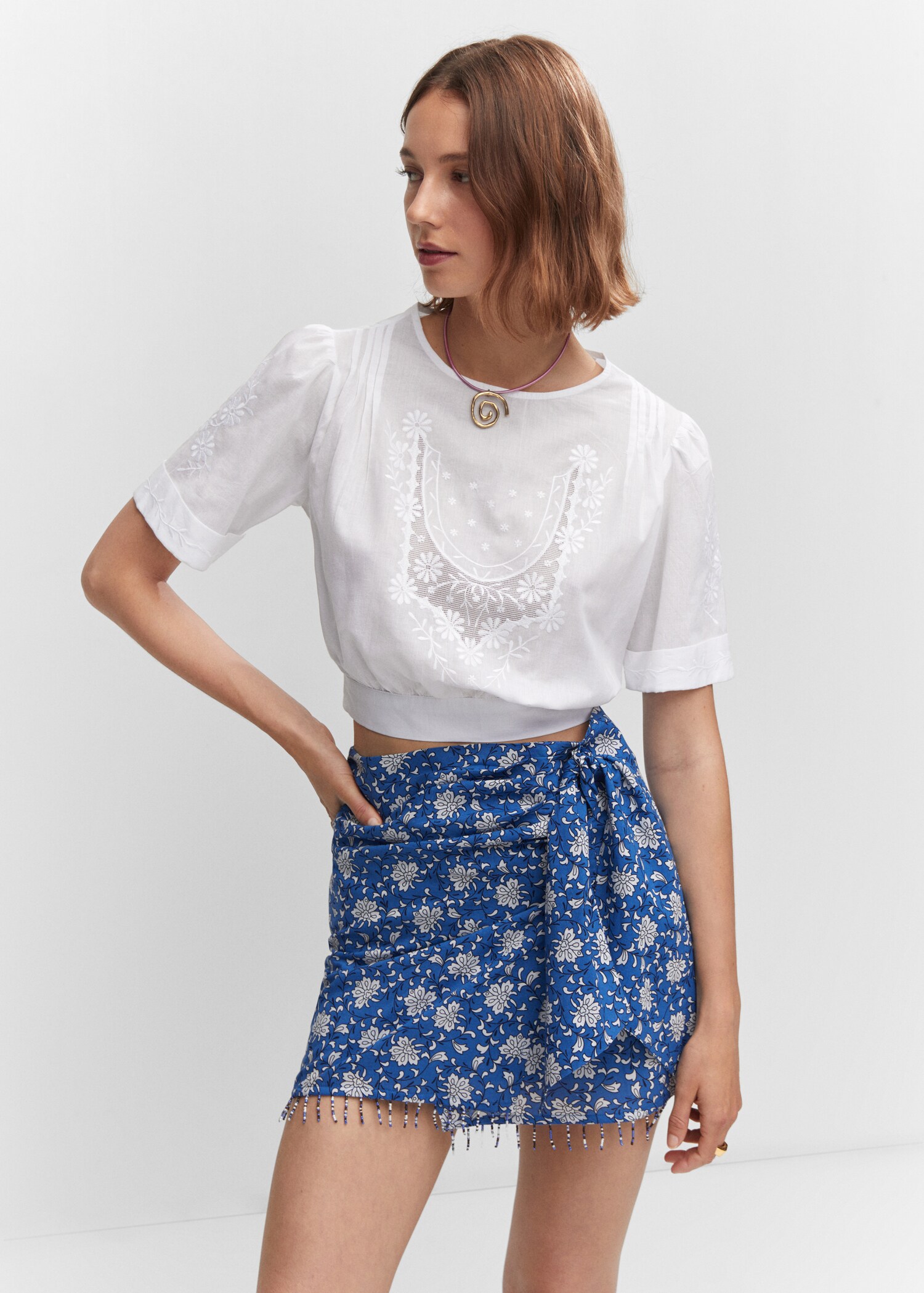 Embroidered crop top - Medium plane