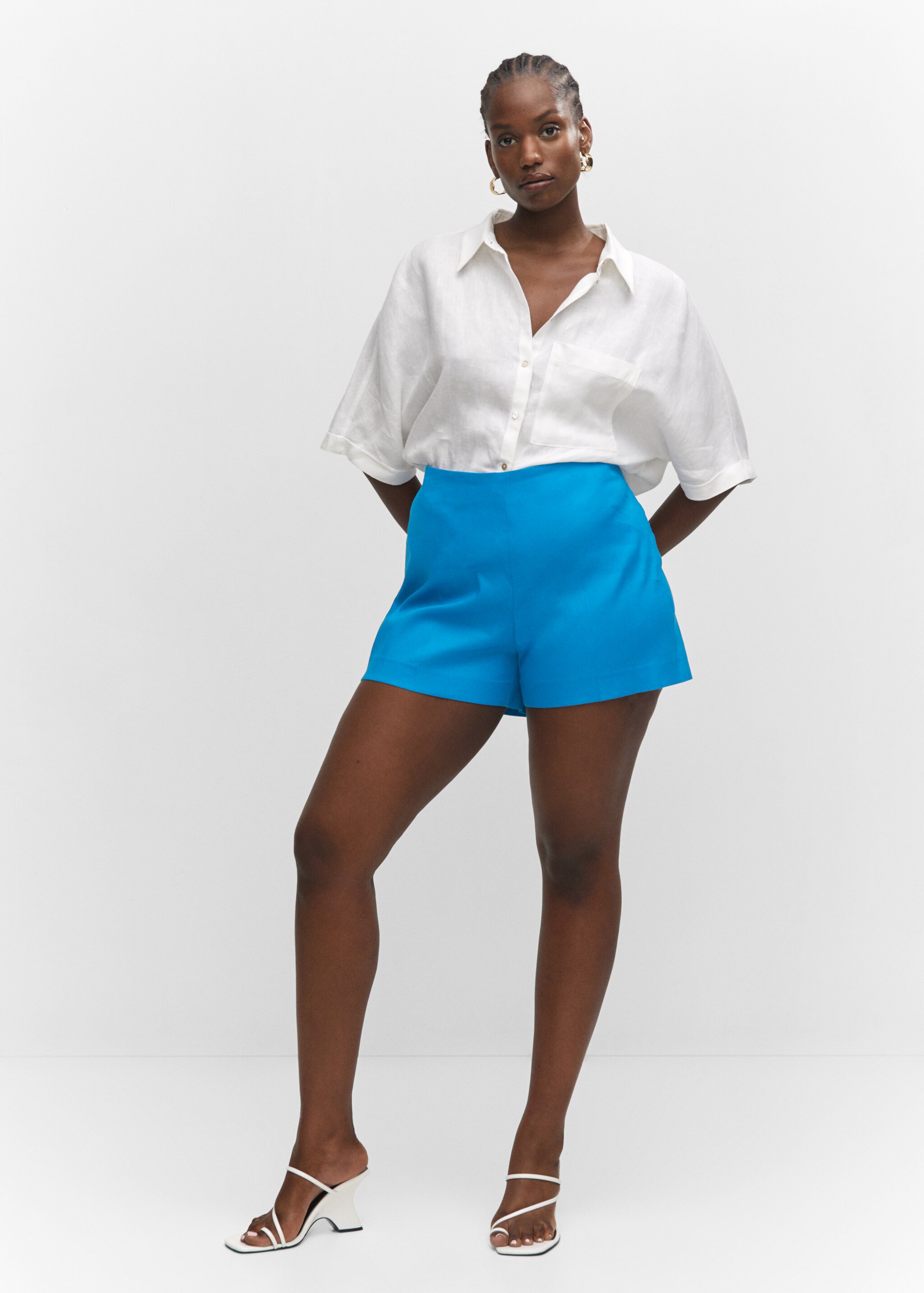 High-waist linen shorts - Details of the article 3