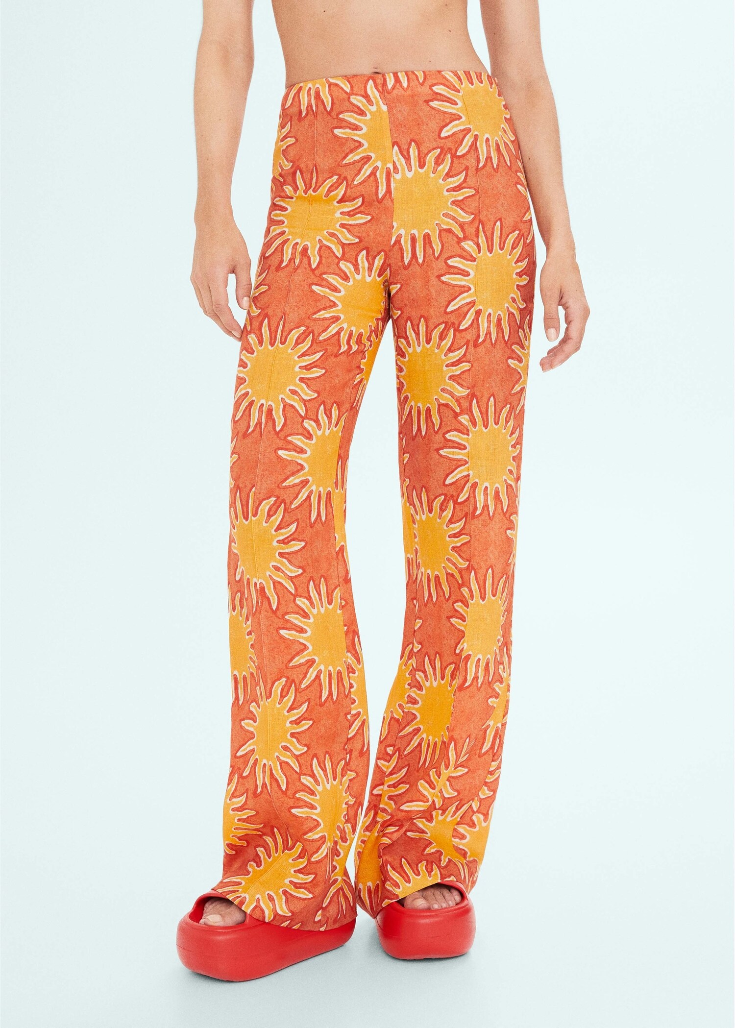 Printed linen wideleg pants - Medium plane
