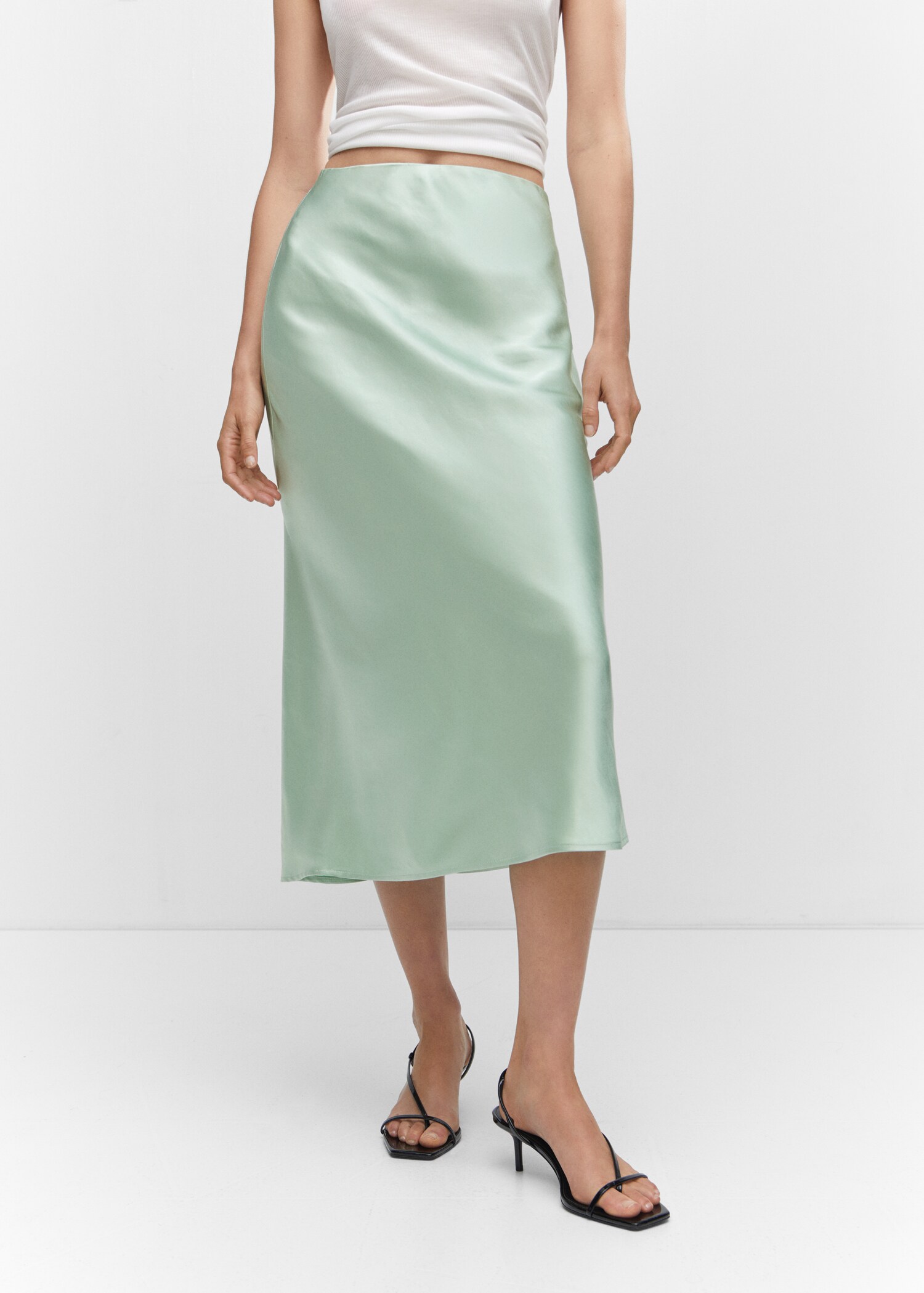 Midi satin skirt - Medium plane