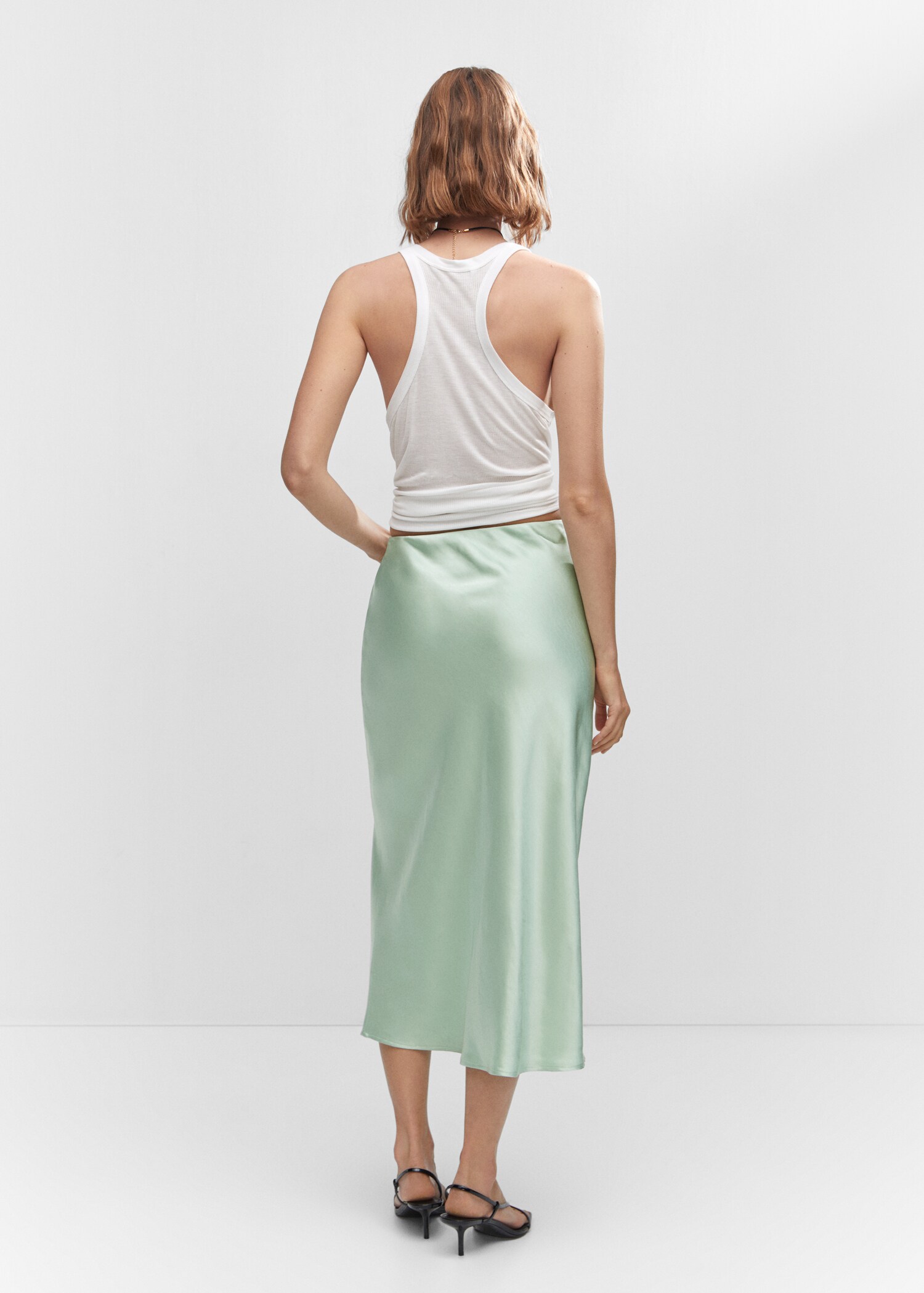 Midi satin skirt - Reverse of the article