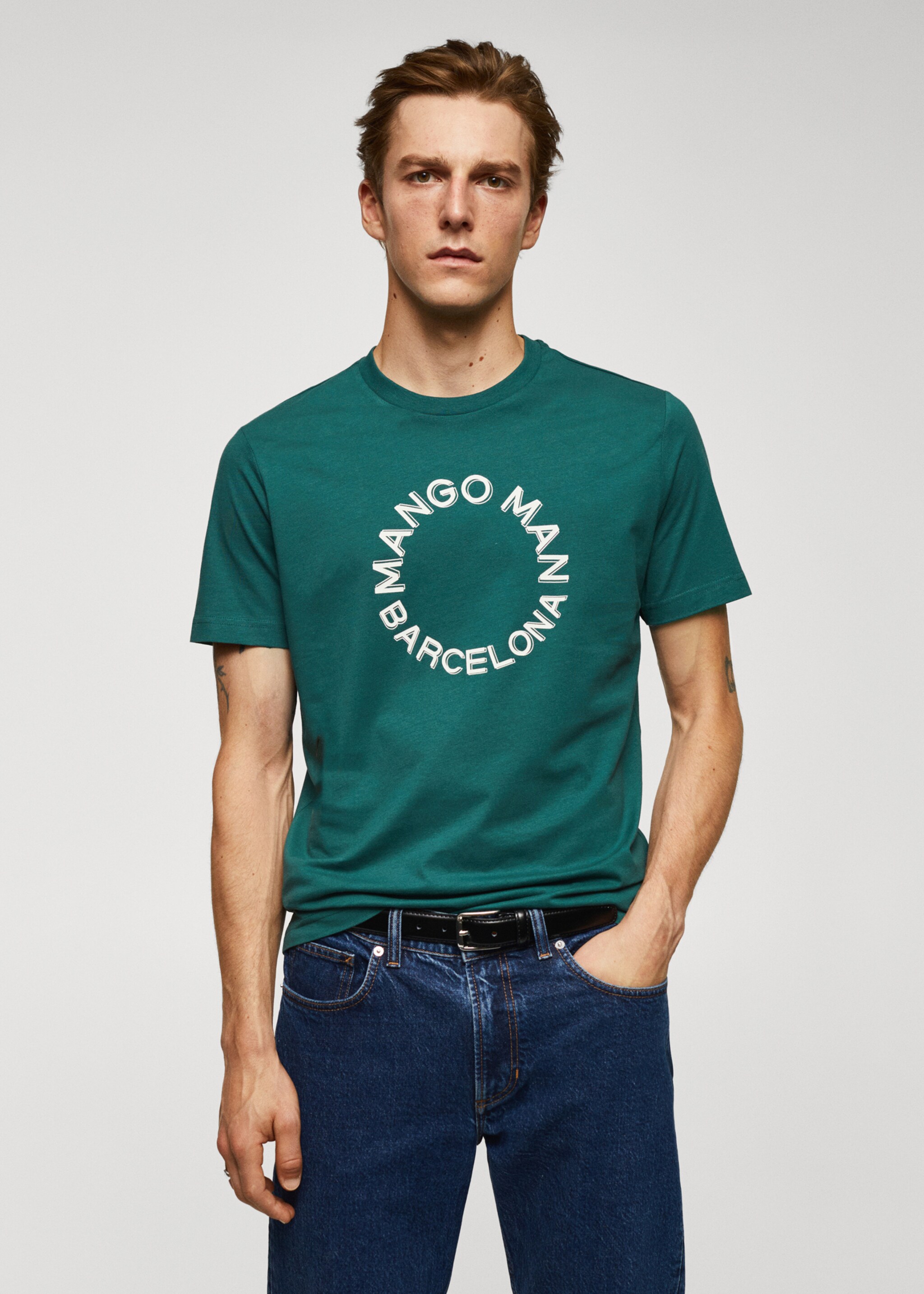 100% cotton t-shirt with logo - Medium plane, Emerald Green. Ref: 57031176-00.
