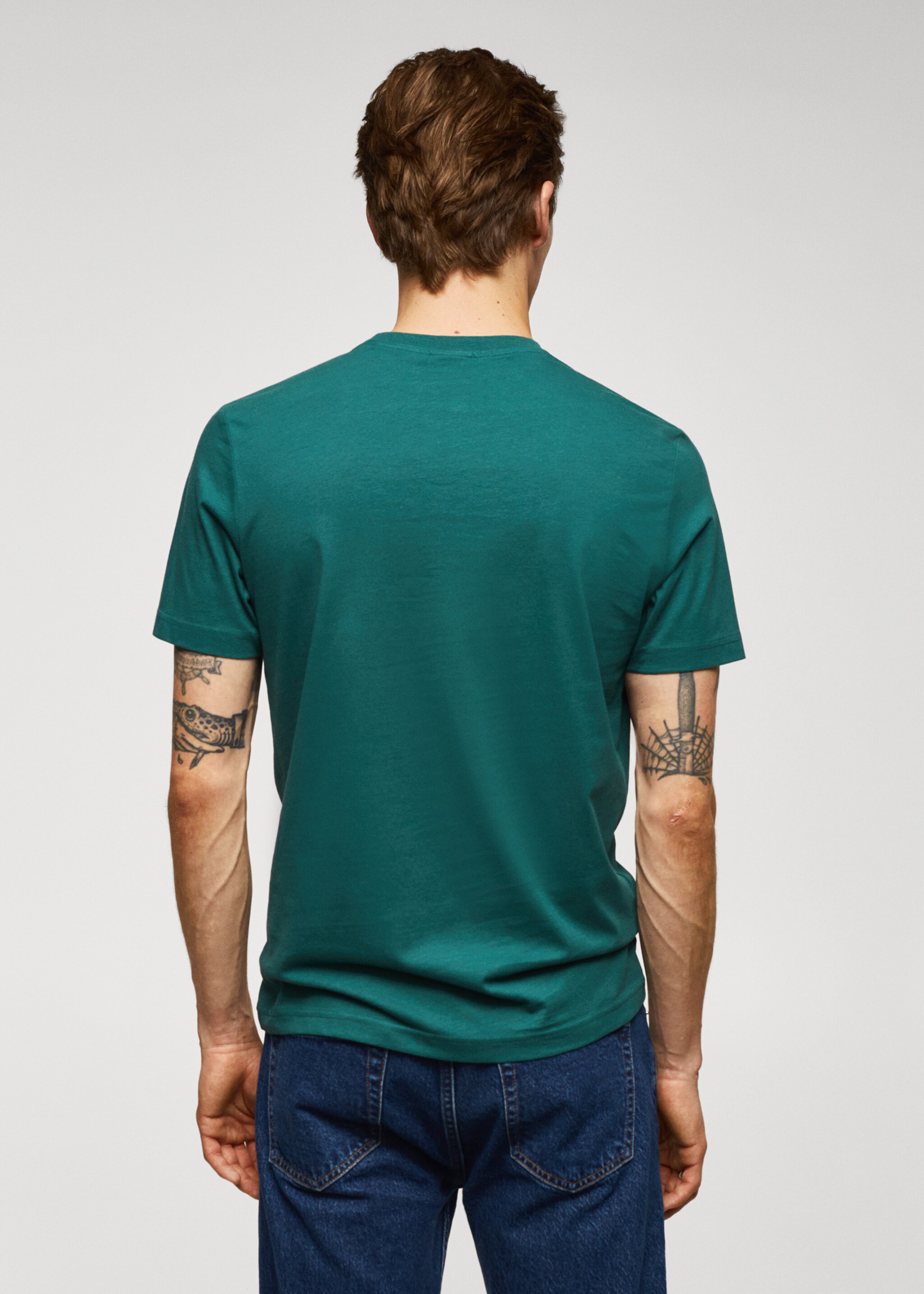 100% cotton t-shirt with logo - Reverse of the article, Emerald Green. Ref: 57031176-00.