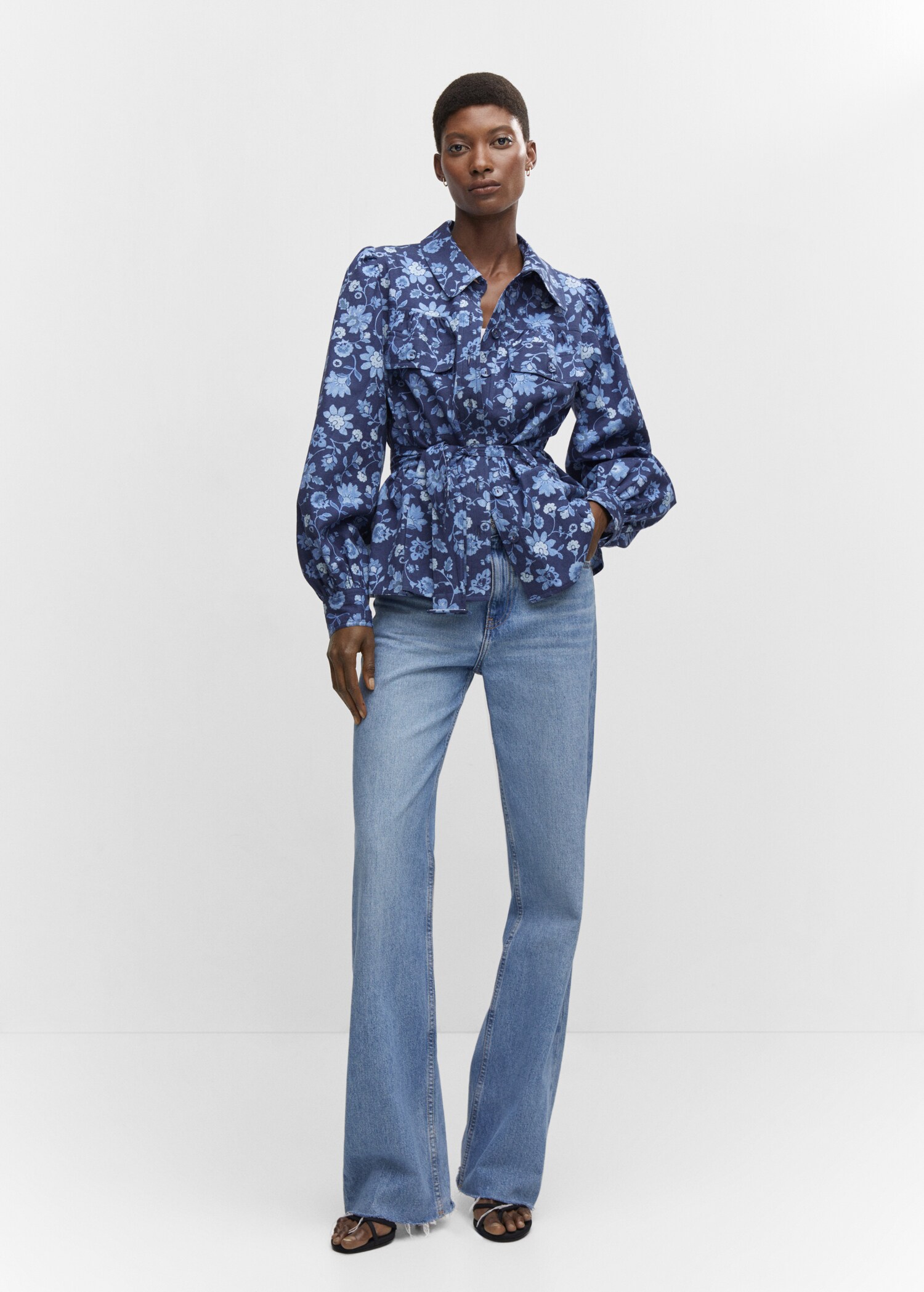 Floral overshirt with belt - Details of the article 4