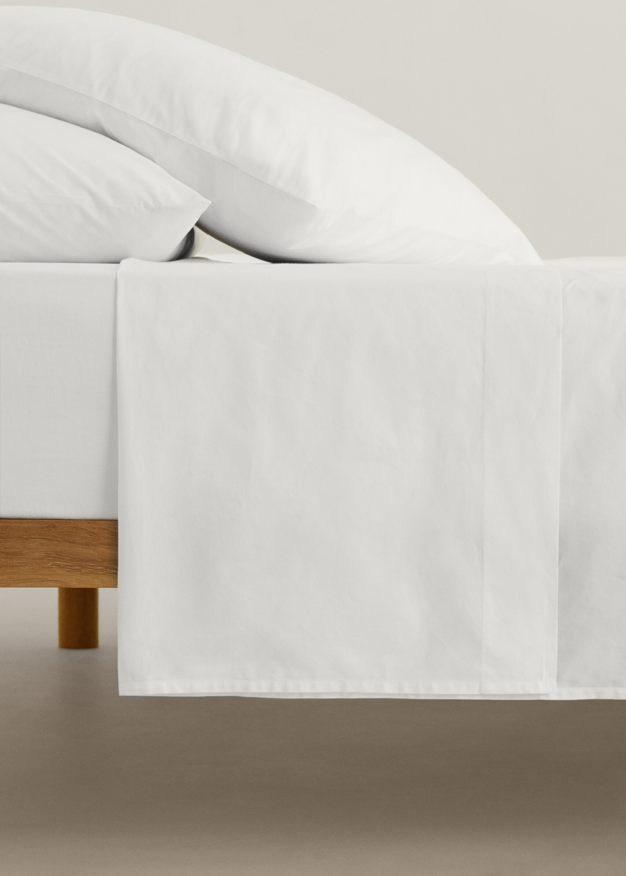 Cotton percale flat sheet (300 threads) 270x280cm - Medium plane, White. Ref: 57031505-00.
