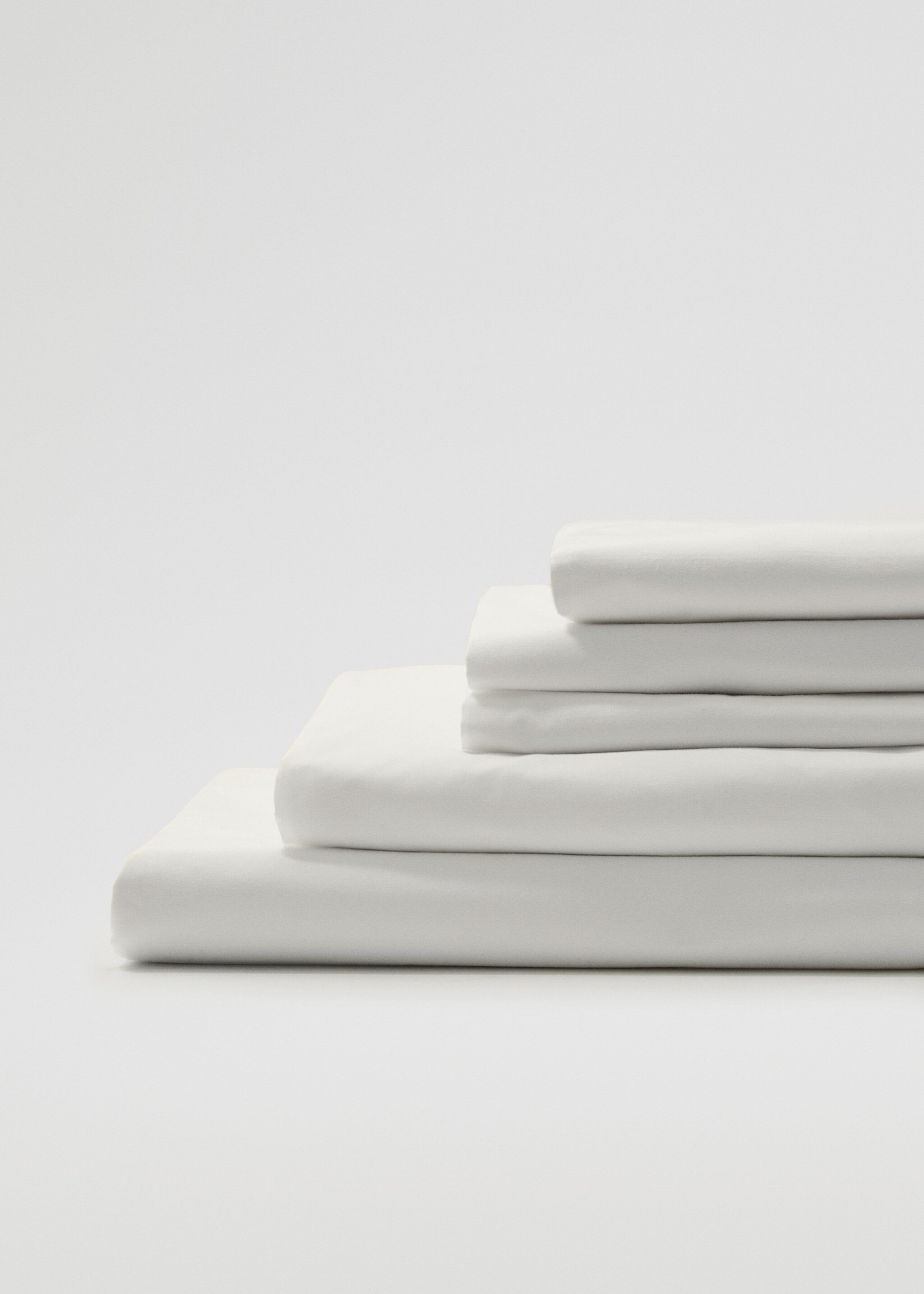 Cotton percale flat sheet (300 threads) 210x280cm - Details of the article 3, White. Ref: 57031506-00.