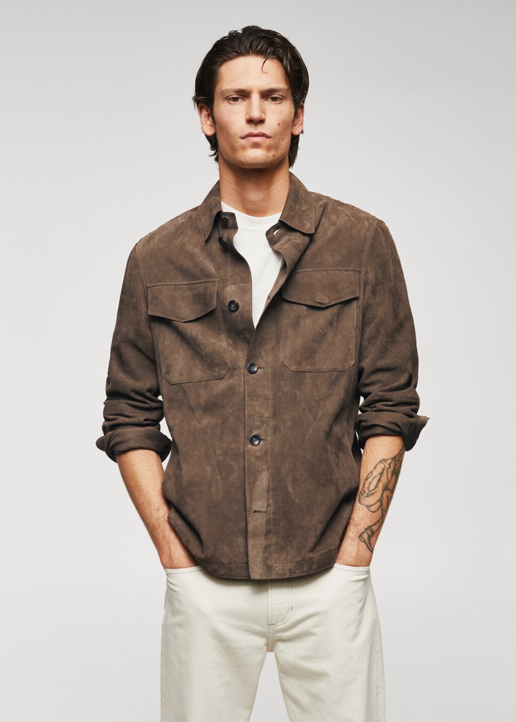 100 suede leather jacket Men MANGO OUTLET Norway