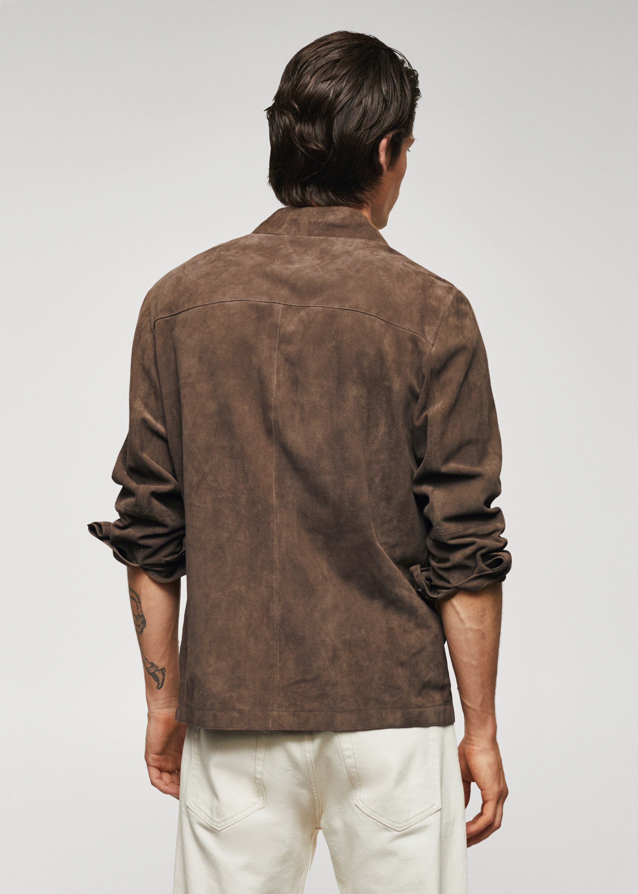 100% suede leather jacket - Reverse of the article, Khaki. Ref: 57032504-00.