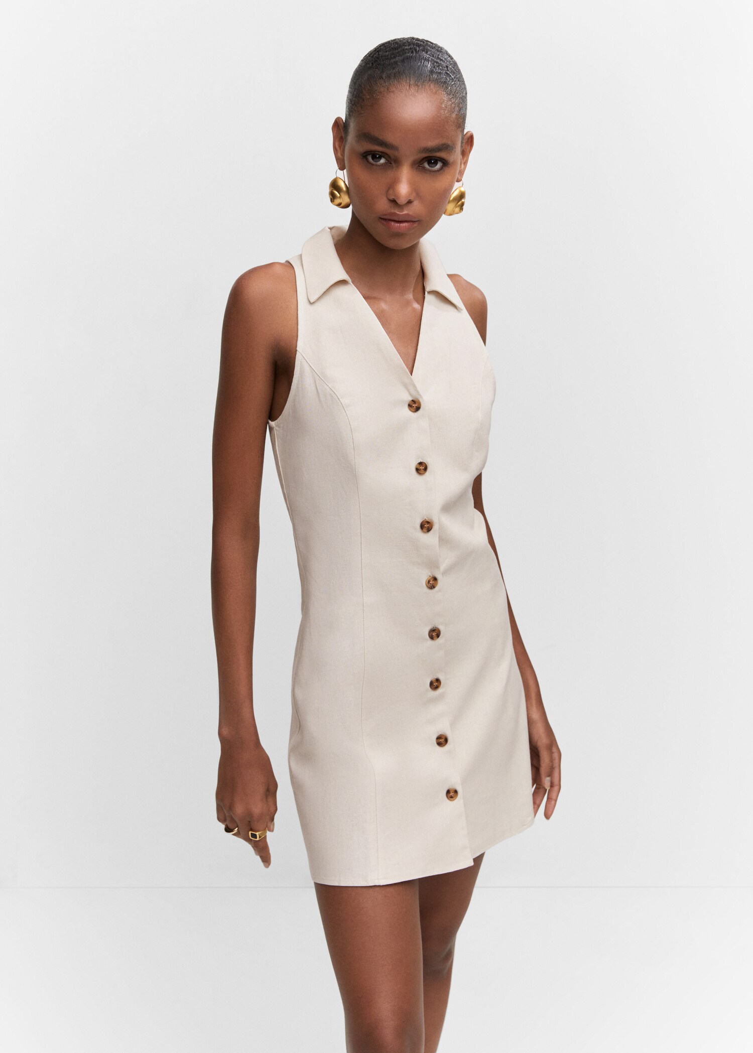 Ramie dress with buttons - Medium plane