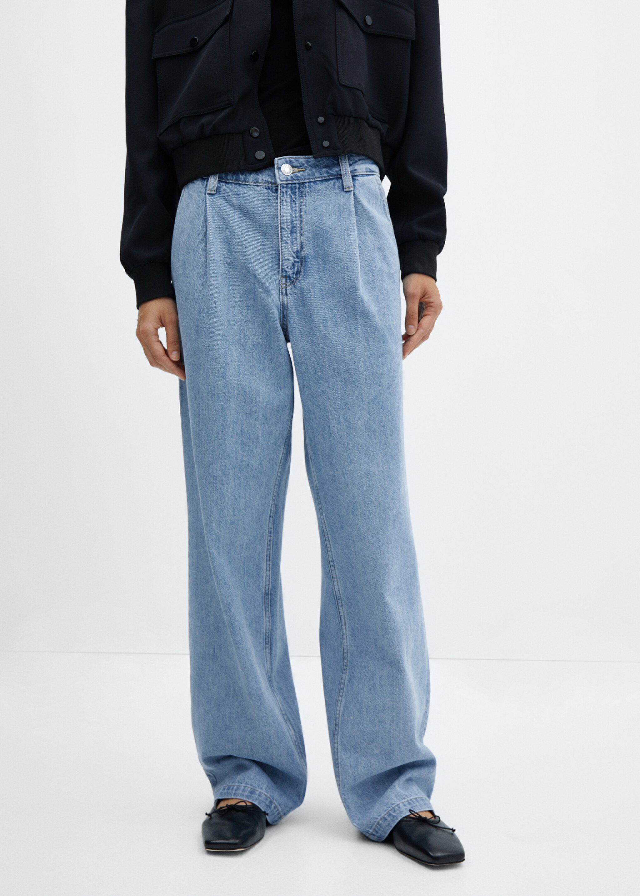 Straight pleated jeans - Medium plane, Medium Blue. Ref: 57032894-00.
