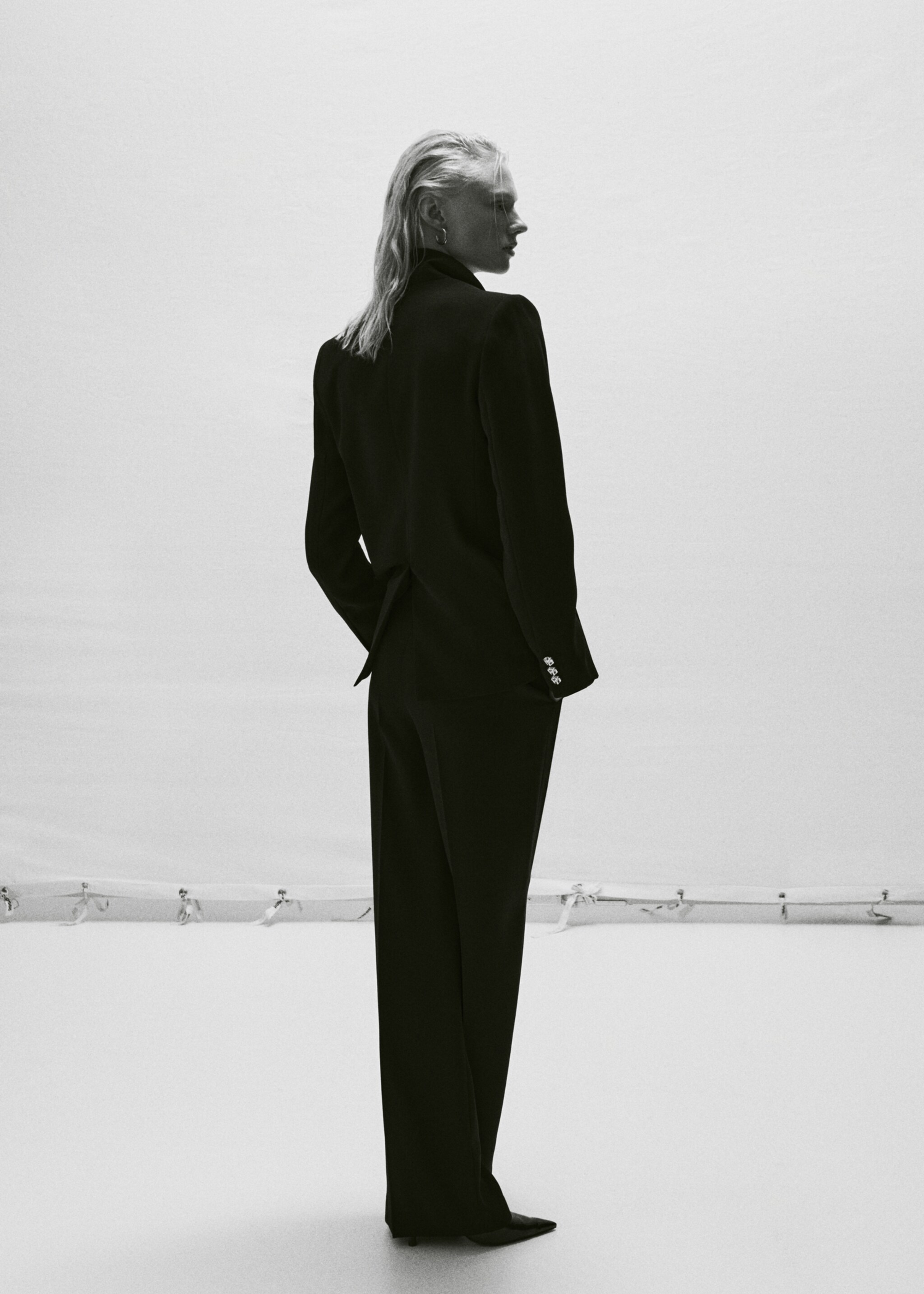 Jacket with jewel button - Details of the article 9, Black. Ref: 57033797-00.