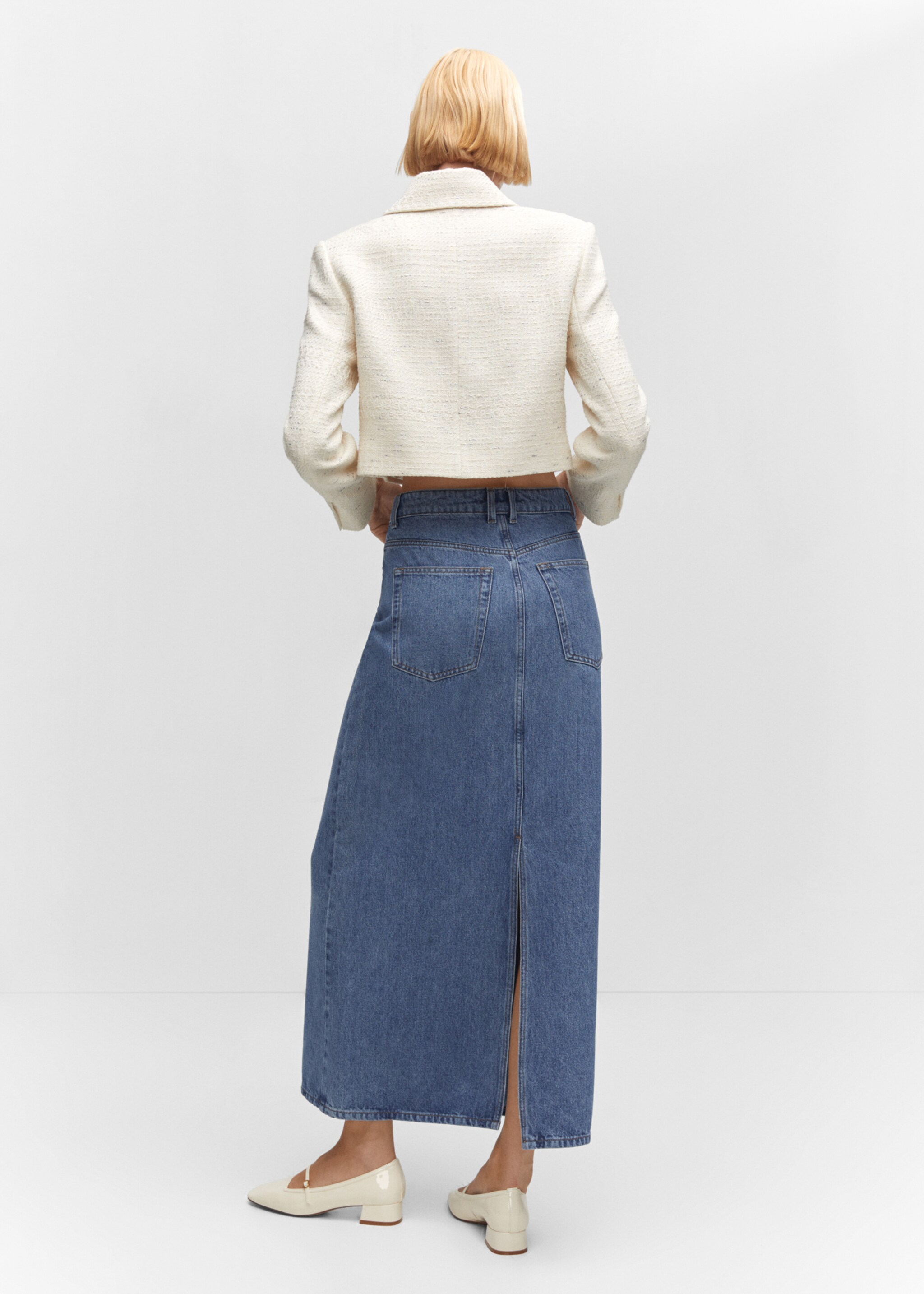 Long denim skirt - Reverse of the article, Medium Blue. Ref: 57033806-00.